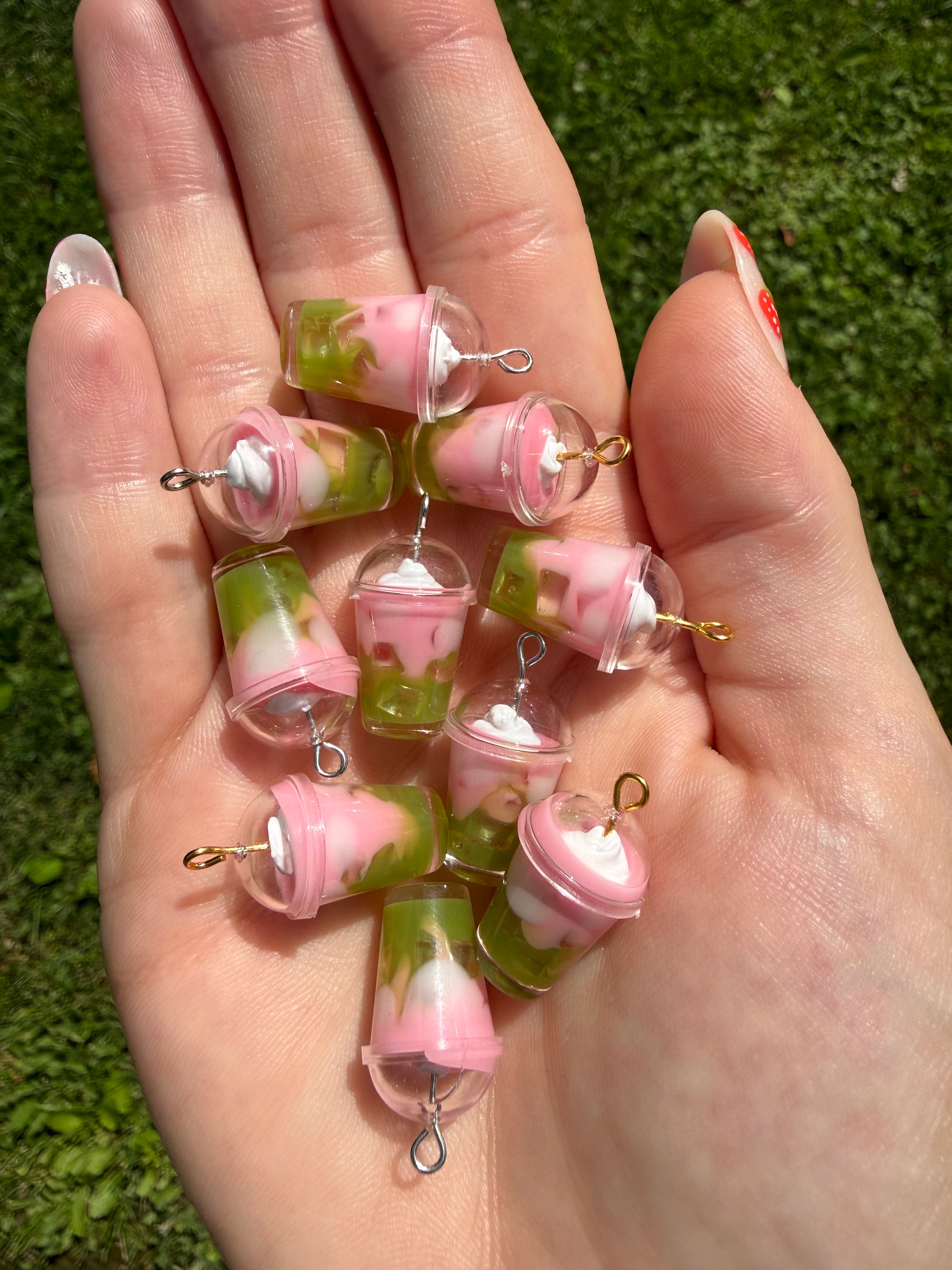 Strawberry Sky Iced Matcha Latte Earrings