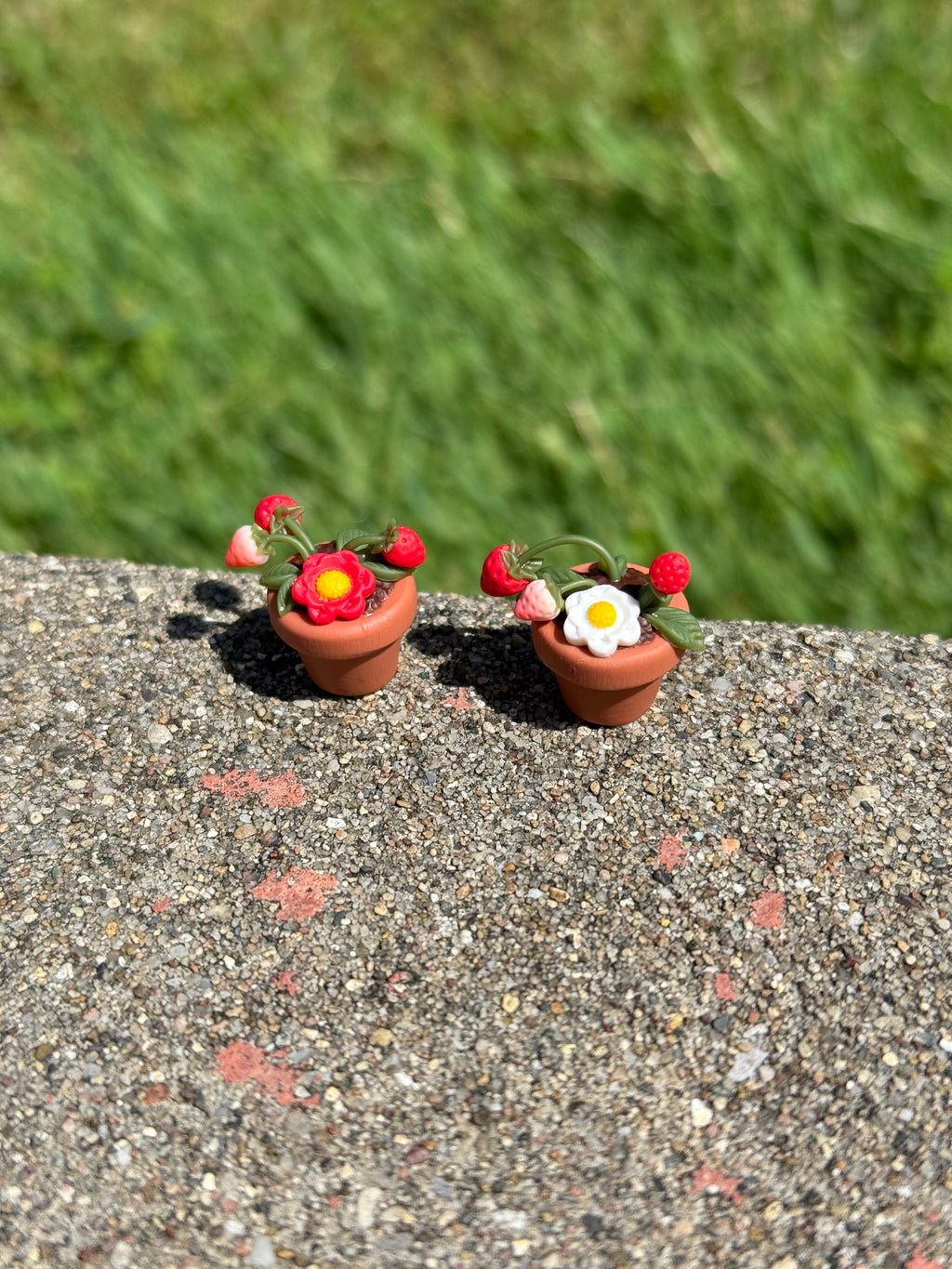 Potted Strawberry Plant Earrings
