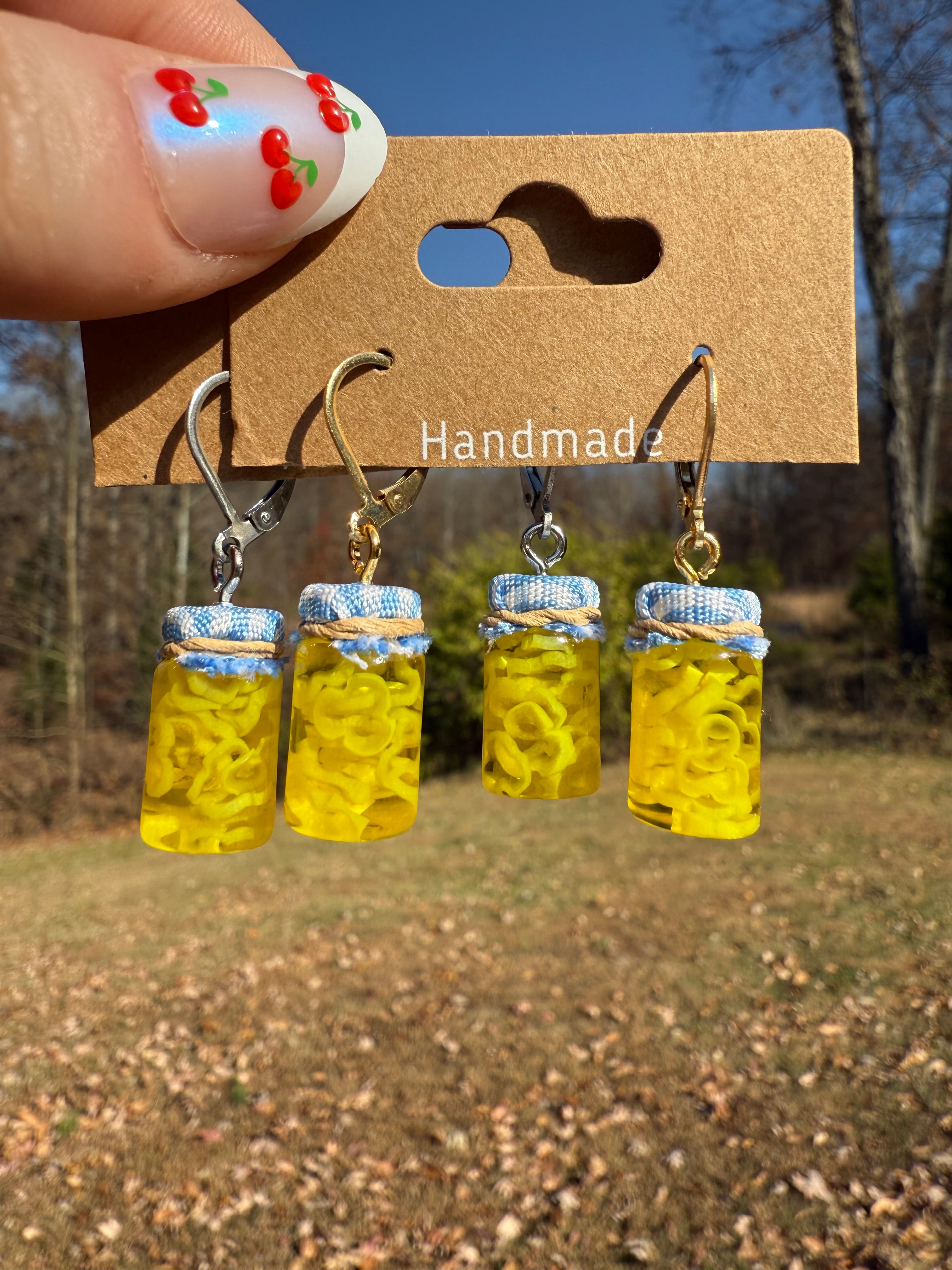 Banana Pepper Slices Jar Earrings