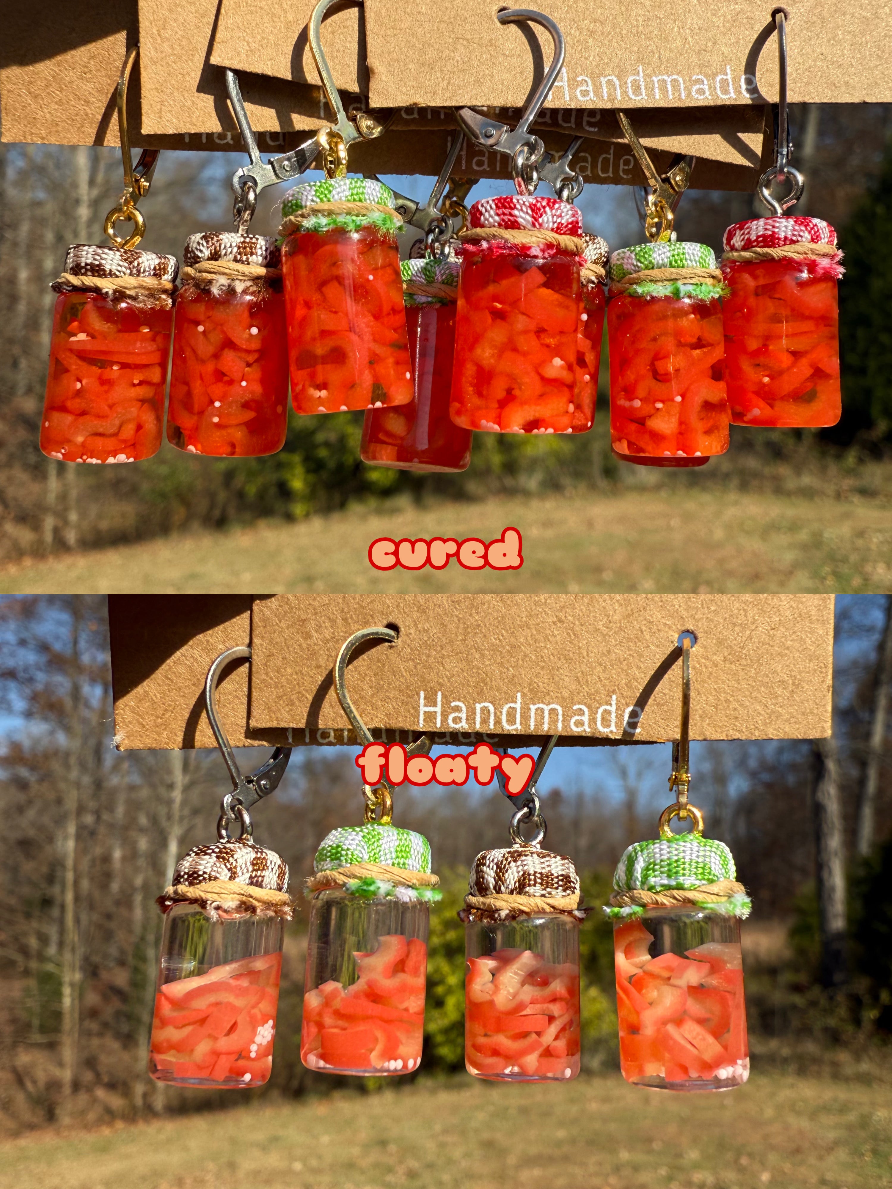 Red Bell Pepper Strips Jar Earrings