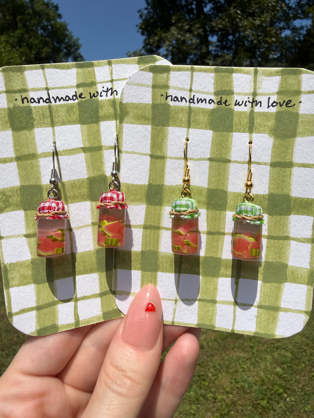 Pickled Watermelon Jar Earrings