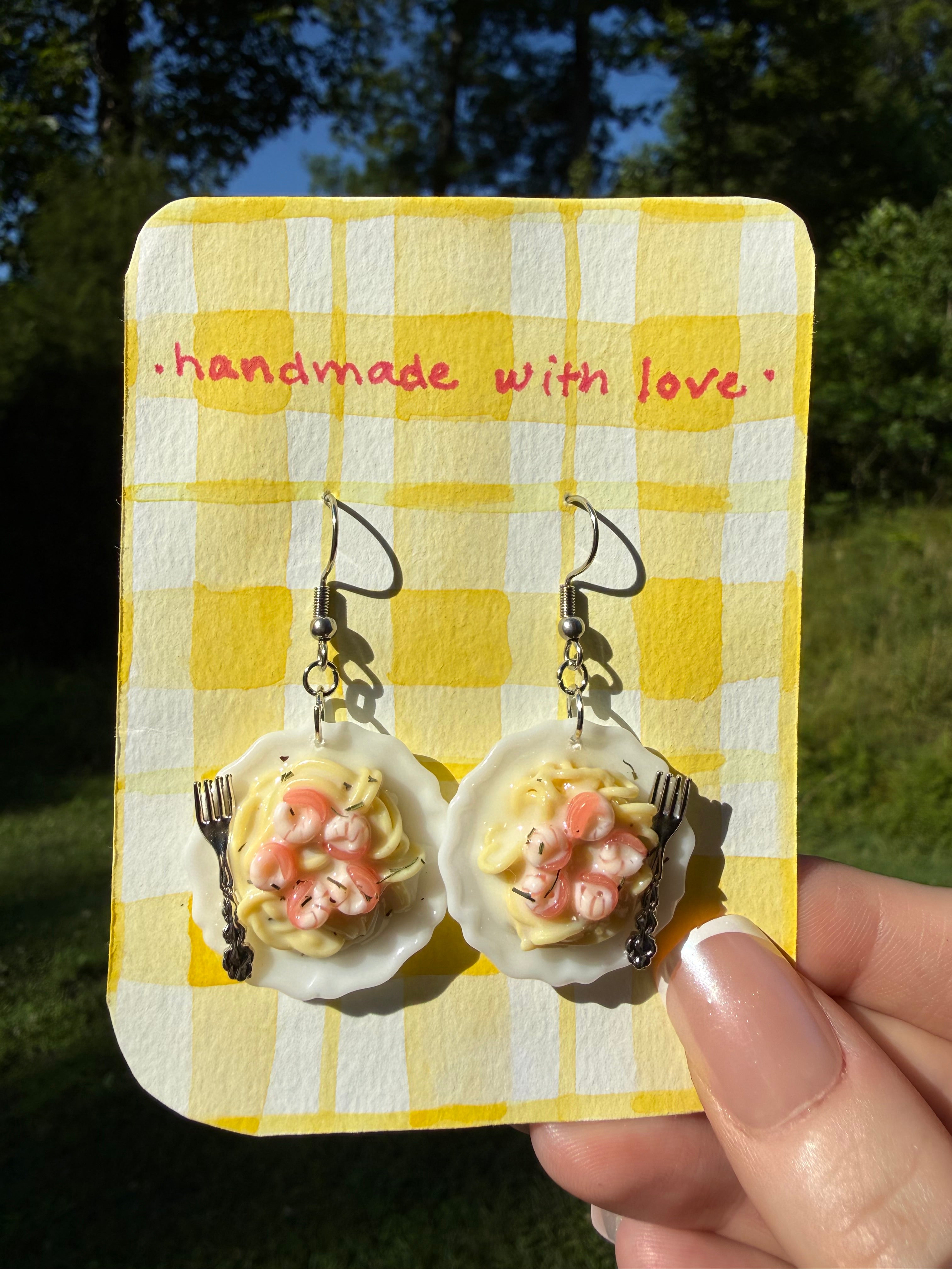 Shrimp Pasta Plate Earrings