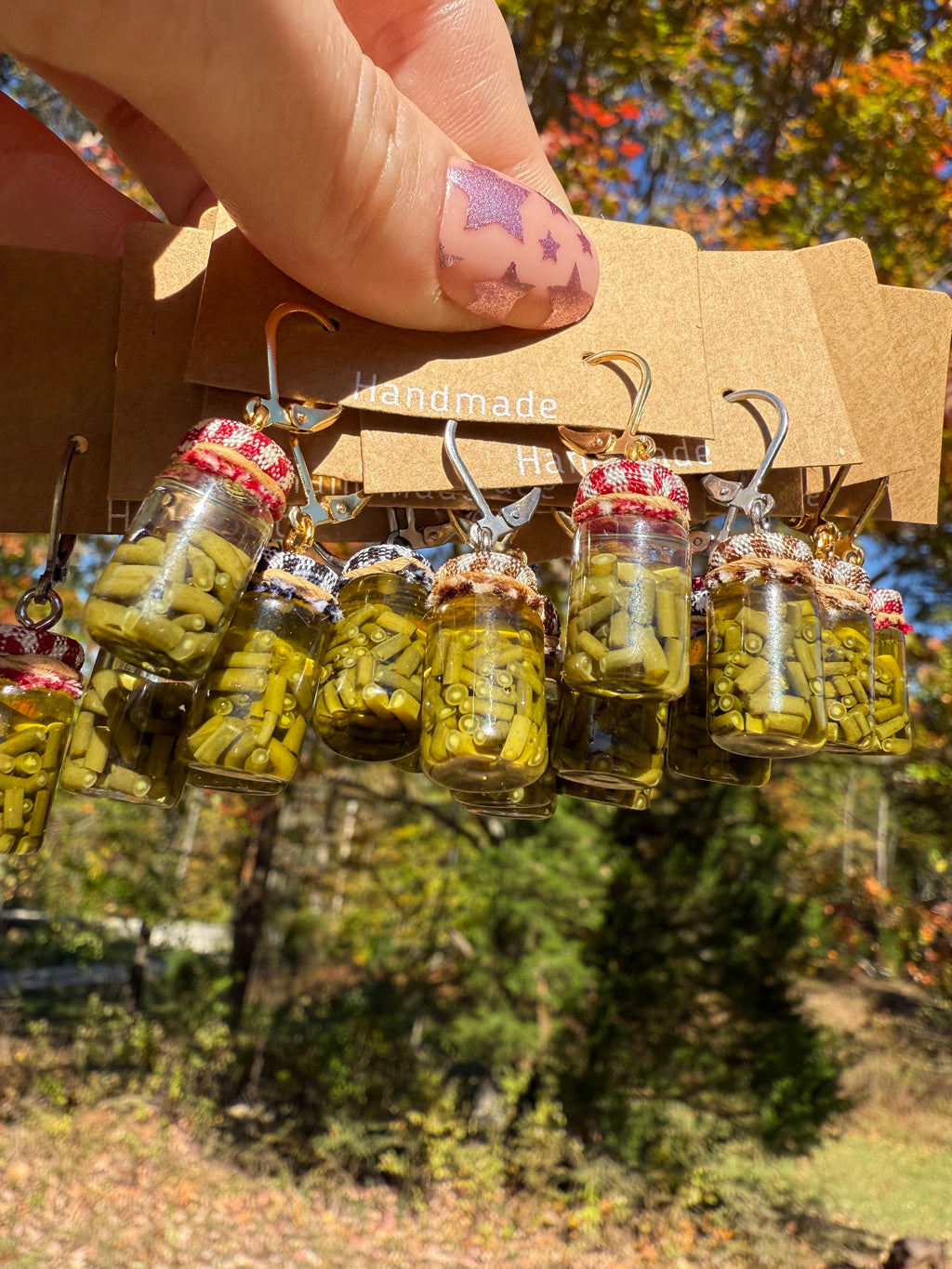 Green Beans Jar Earrings