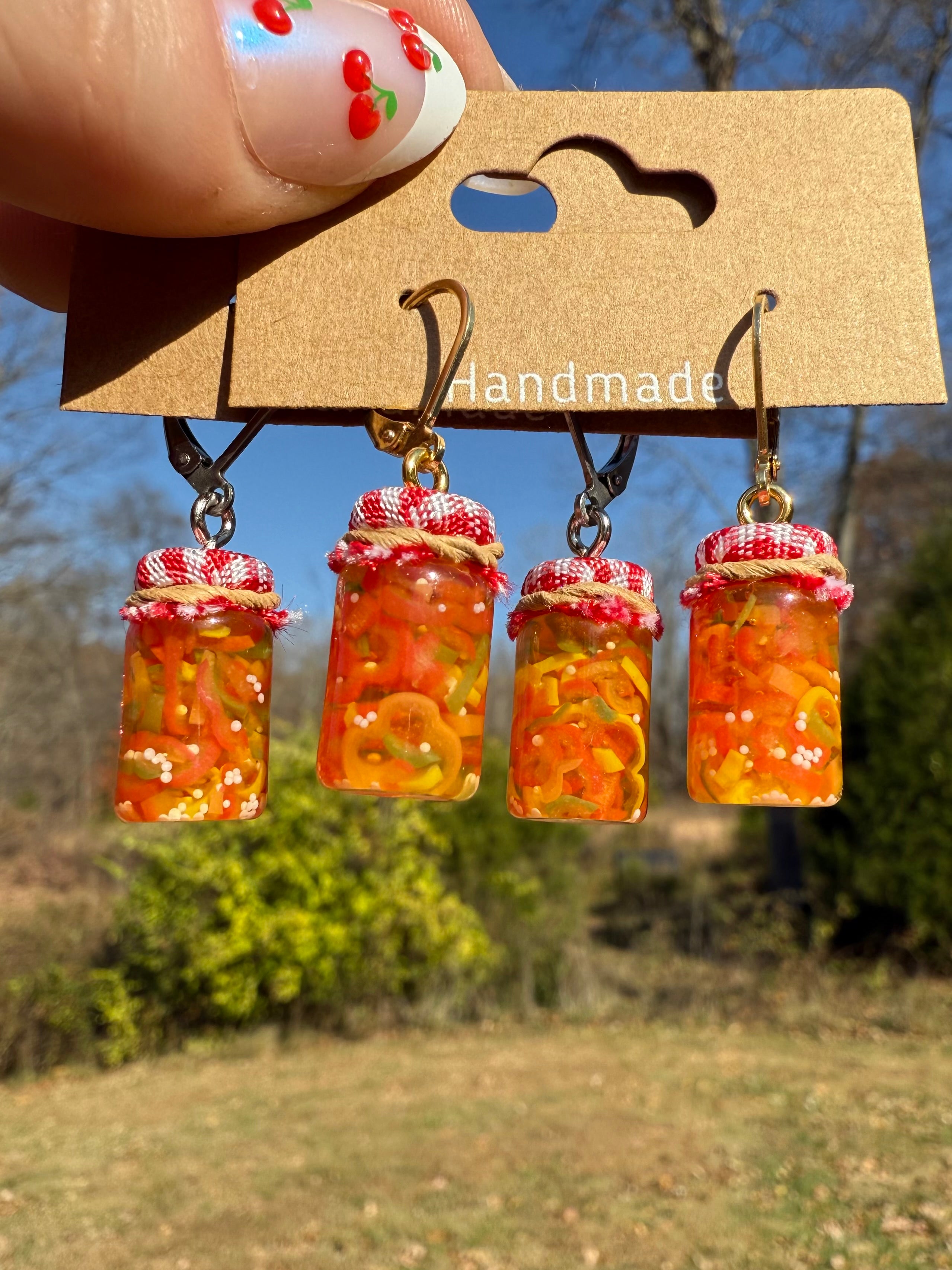 Bell Pepper Relish Jar Earrings