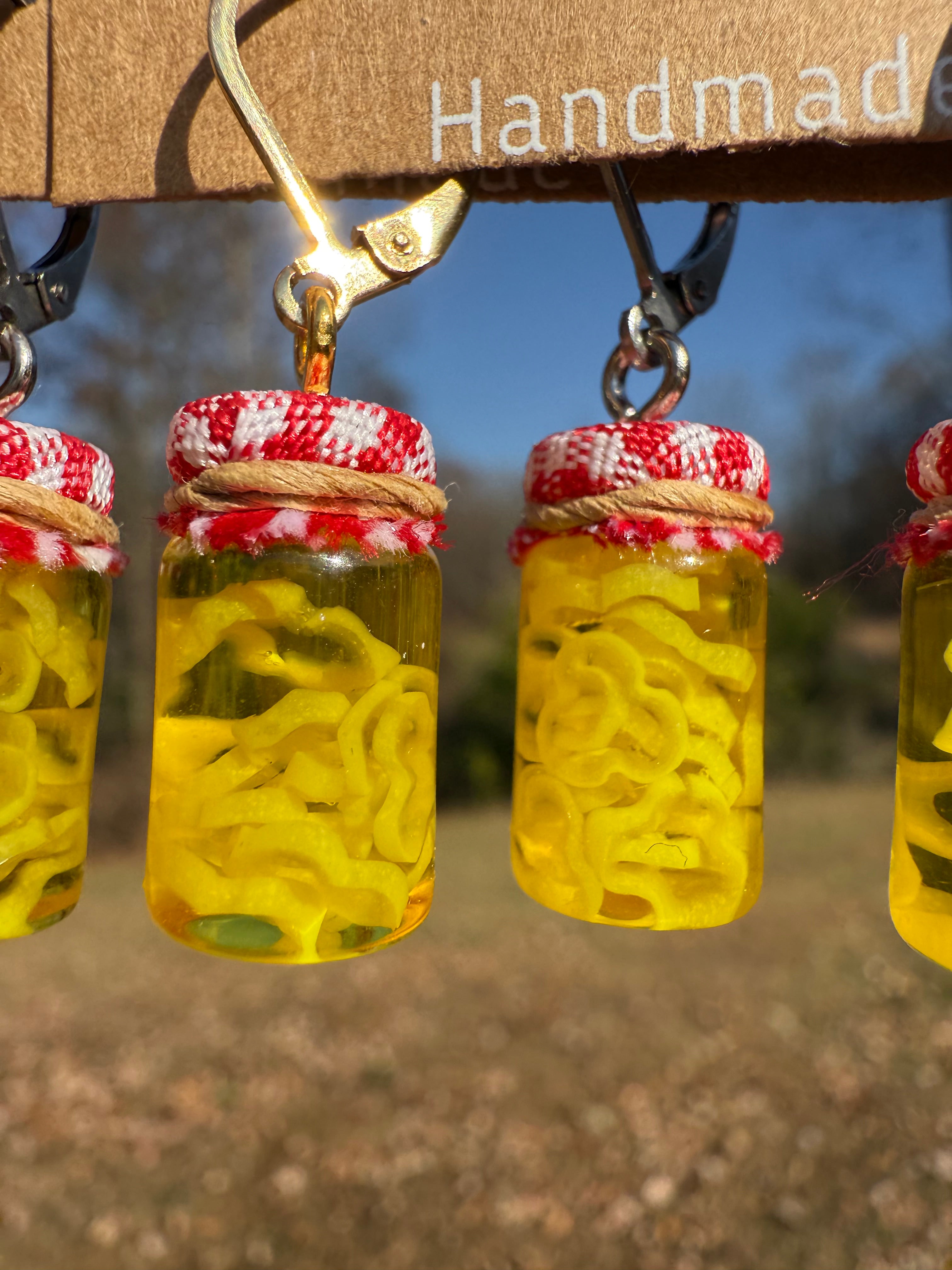 Banana Pepper Slices Jar Earrings