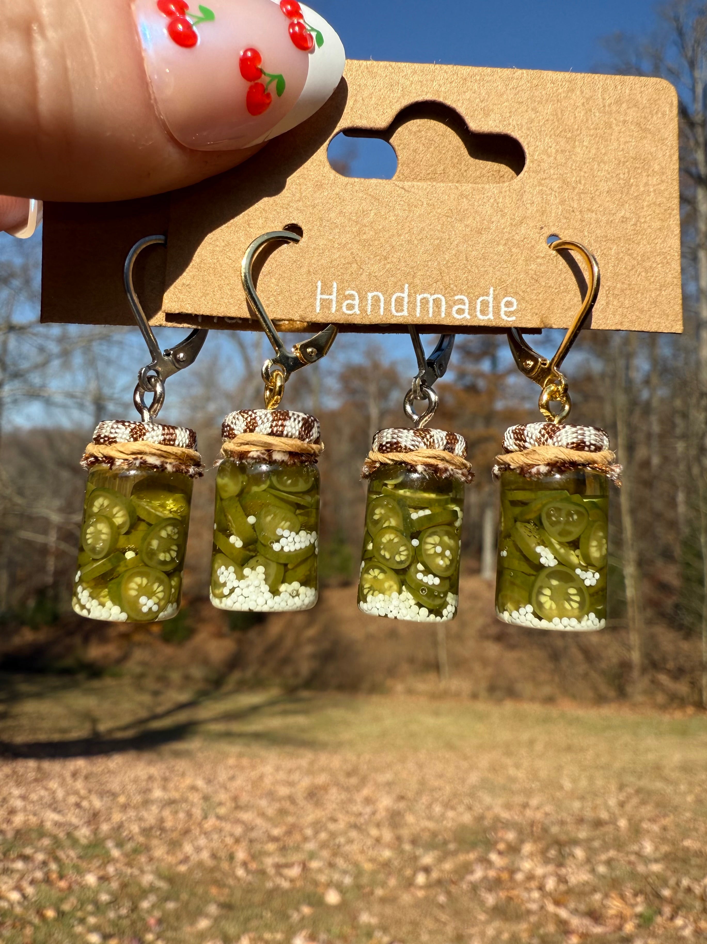Pickled Jalapeño Pepper Slices Jar Earrings