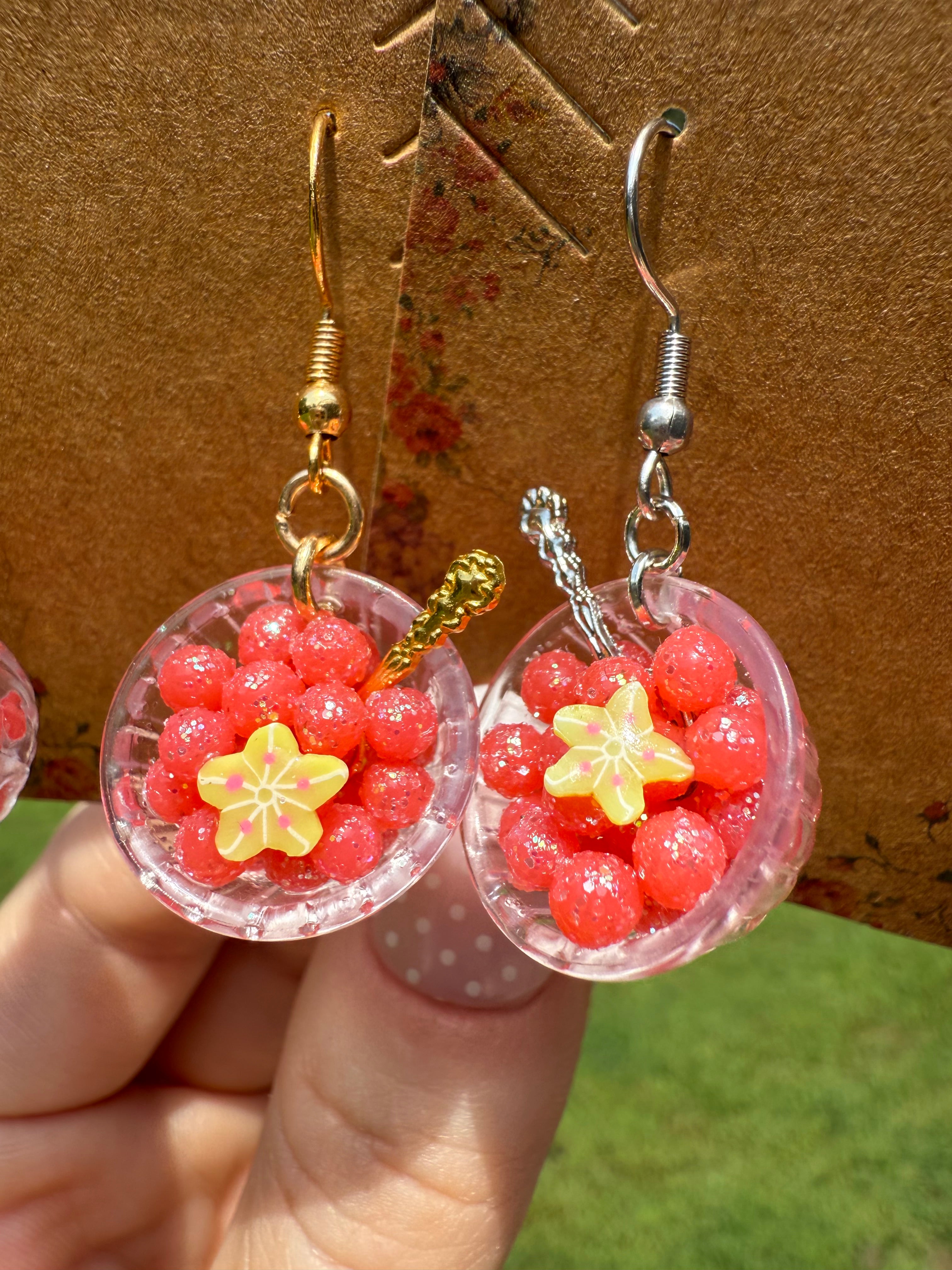 Sugared Watermelon Balls Bowl Earrings