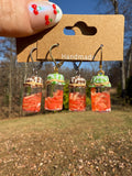 Red Bell Pepper Strips Jar Earrings