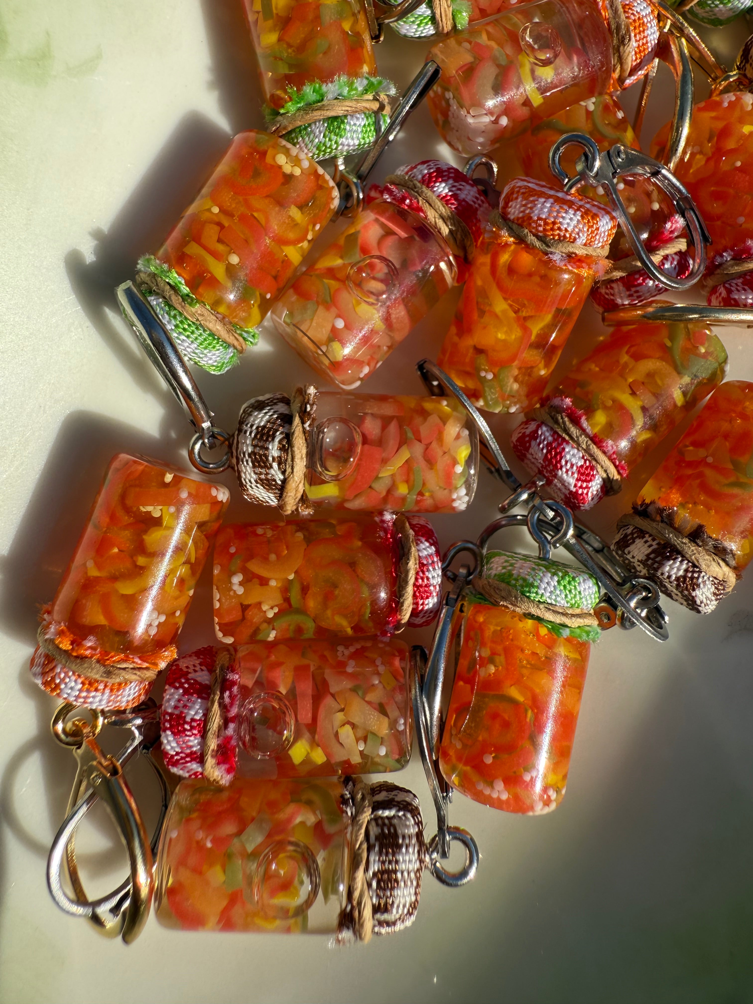 Bell Pepper Relish Jar Earrings