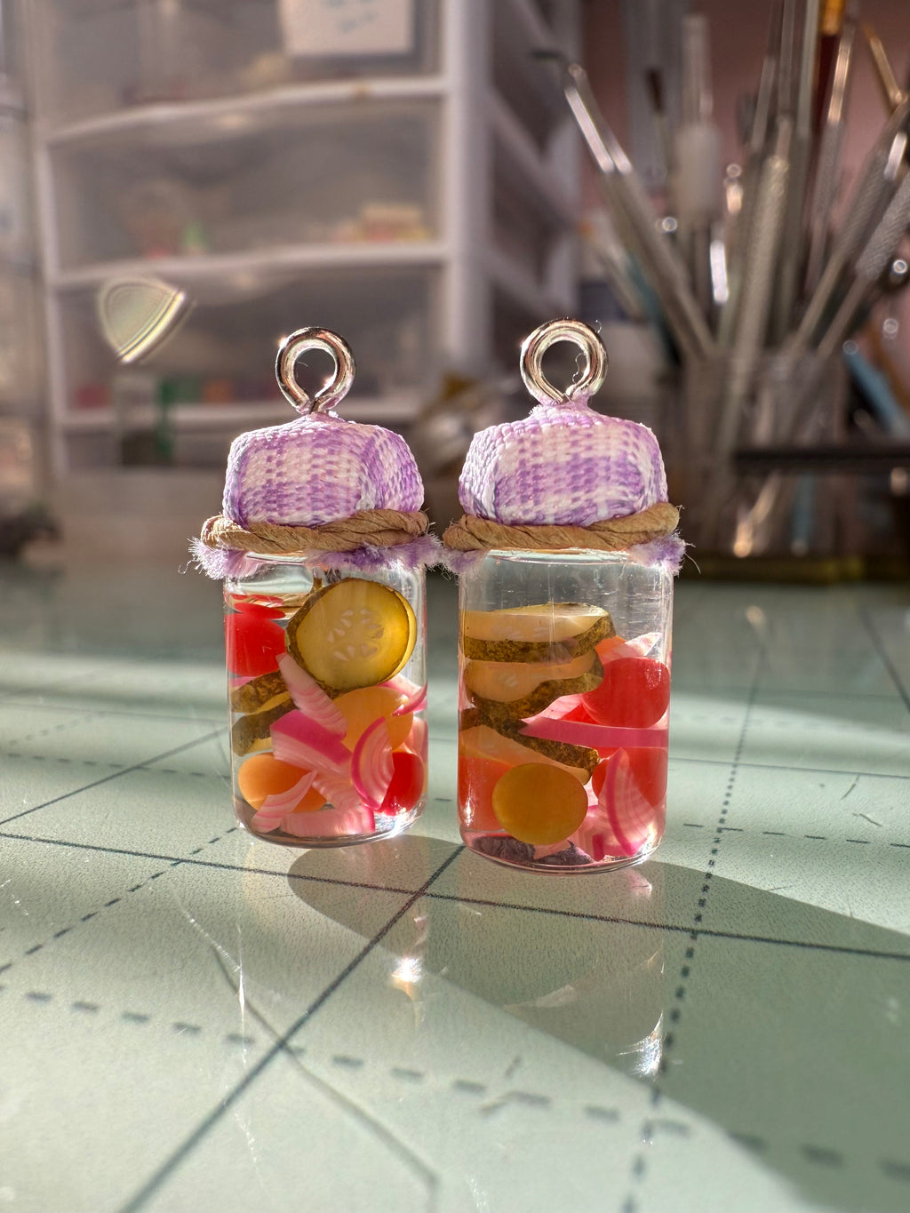 Pickled Summer Salad Jar Earrings