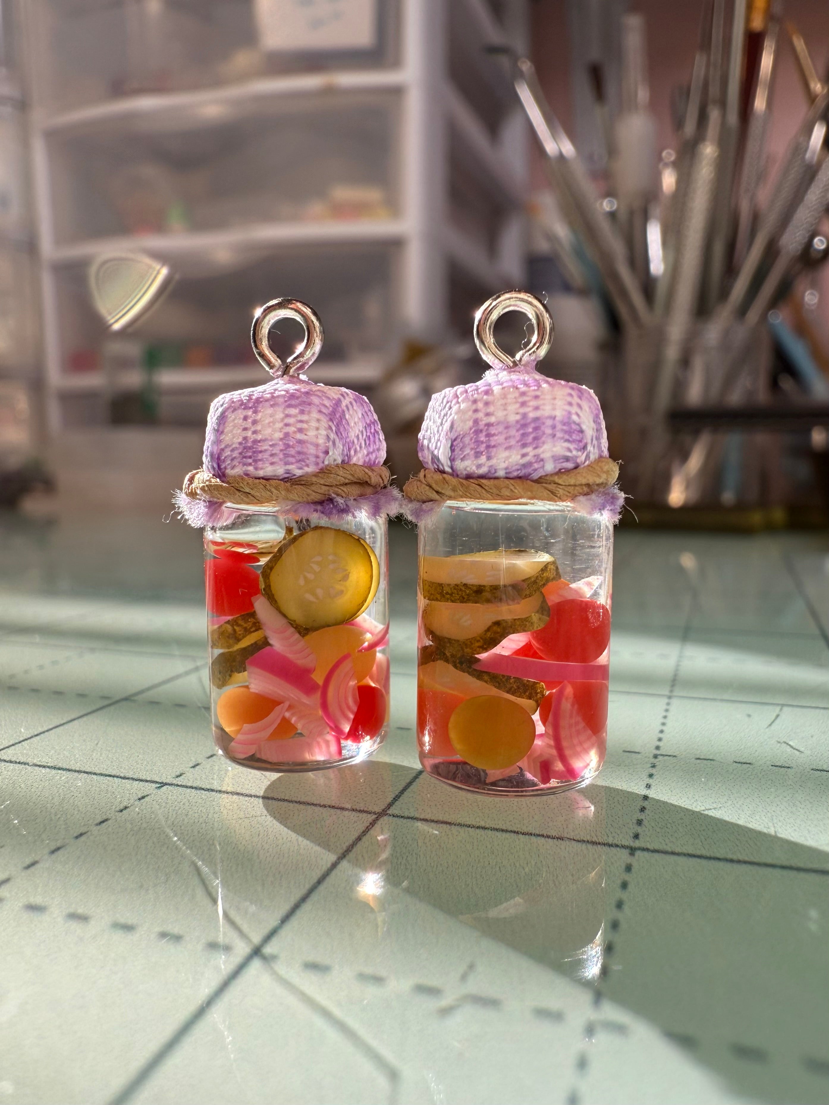 Pickled Summer Salad Jar Earrings