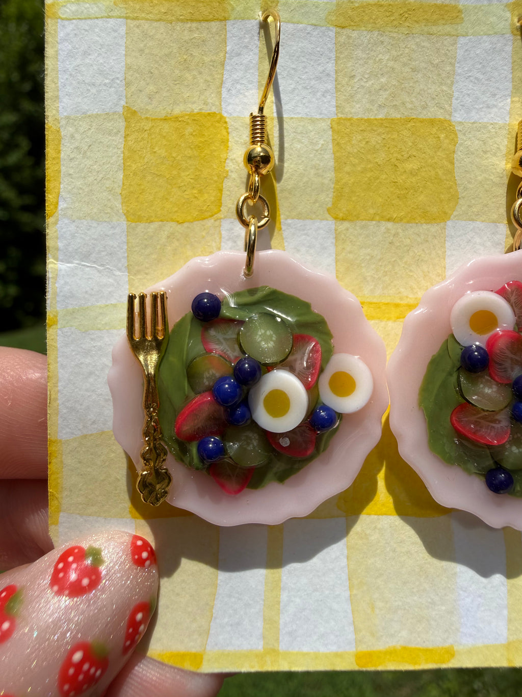 Strawberry Salad Plate Earrings