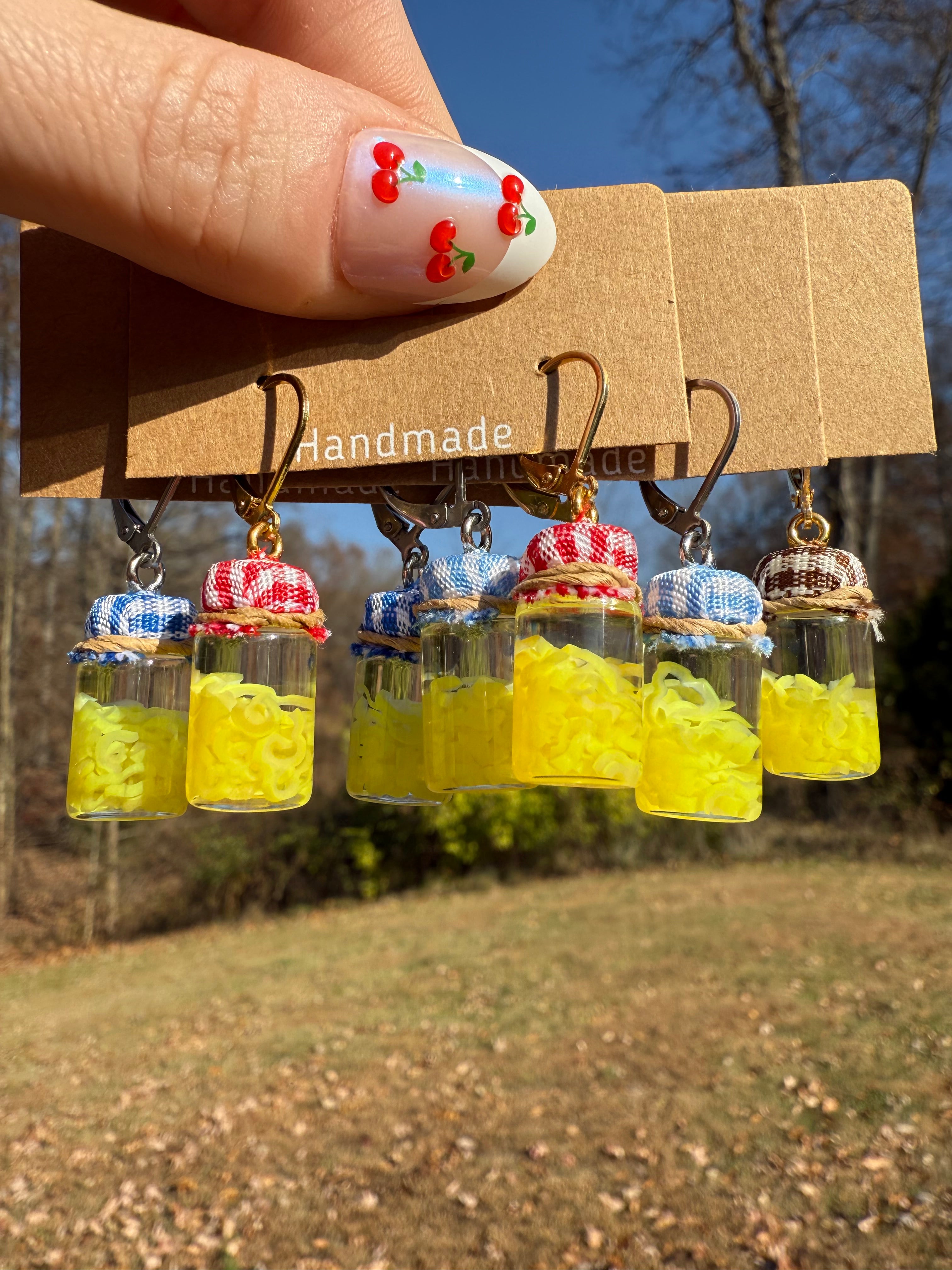 Banana Pepper Slices Jar Earrings