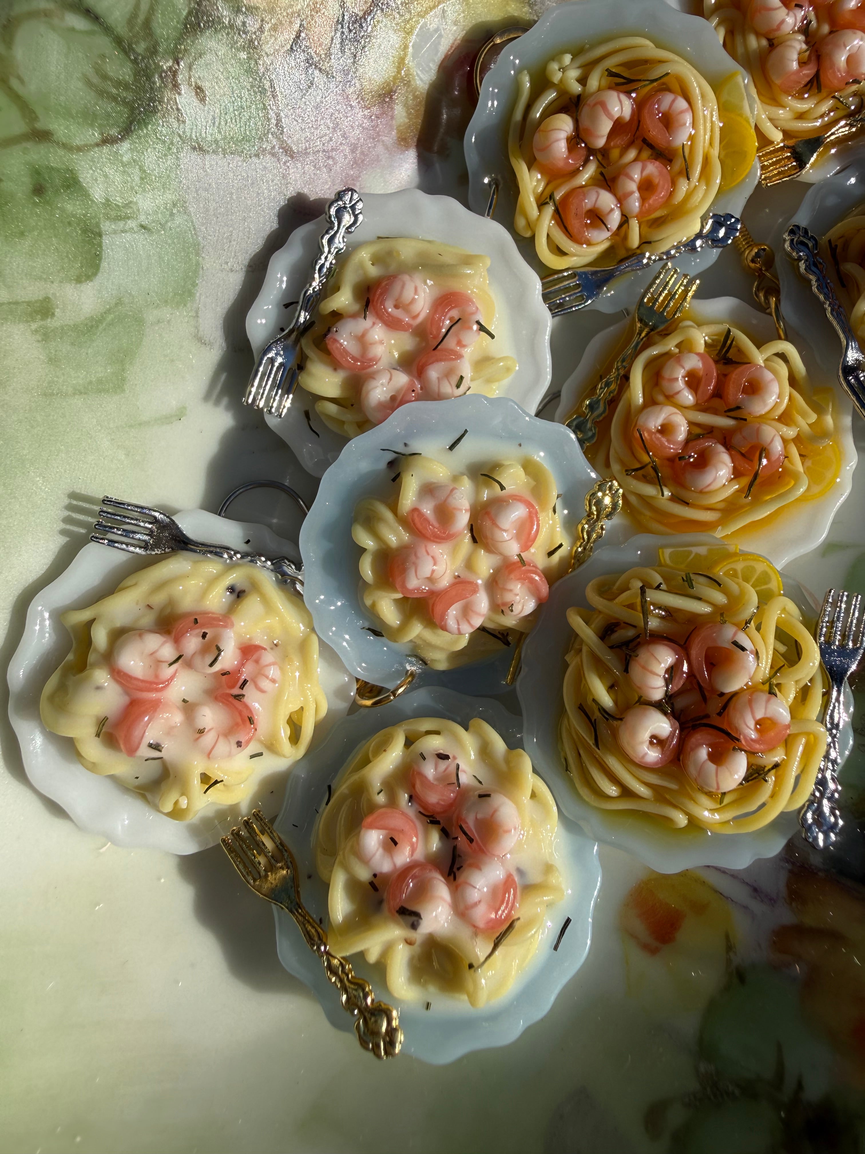 Shrimp Pasta Plate Earrings
