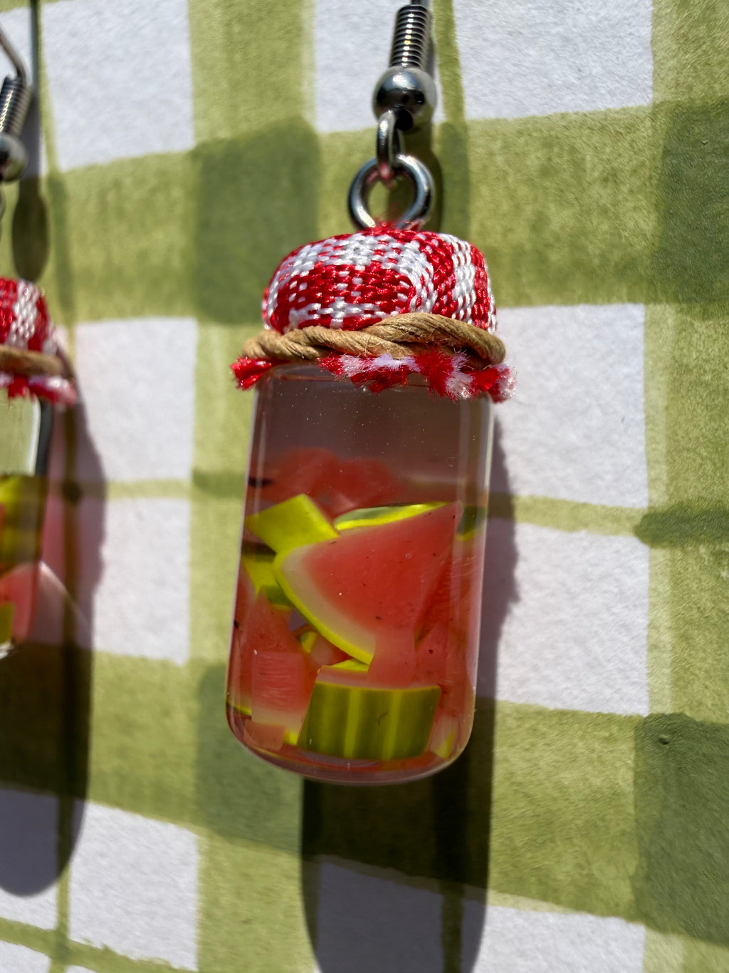 Pickled Watermelon Jar Earrings
