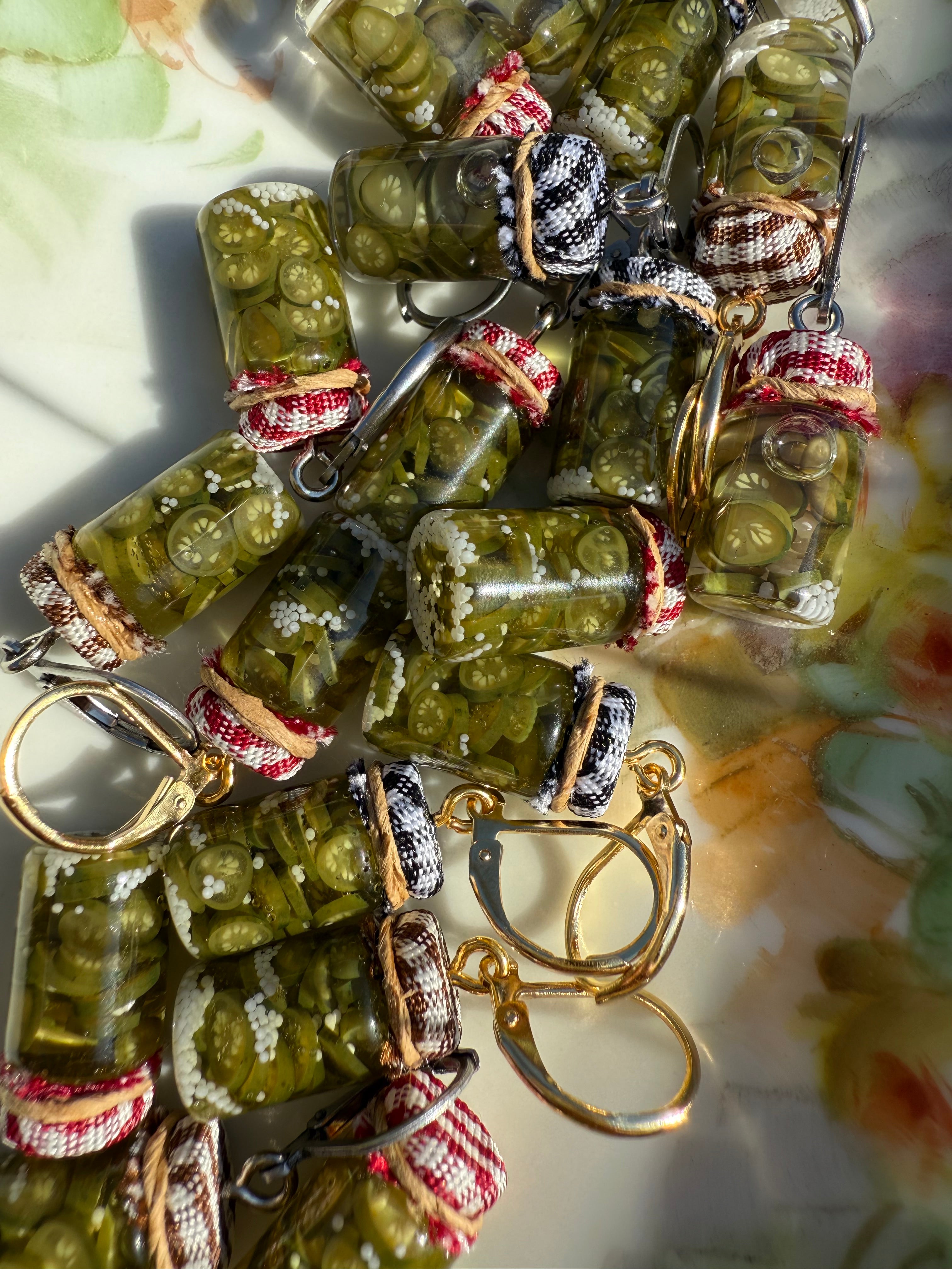 Pickled Jalapeño Pepper Slices Jar Earrings