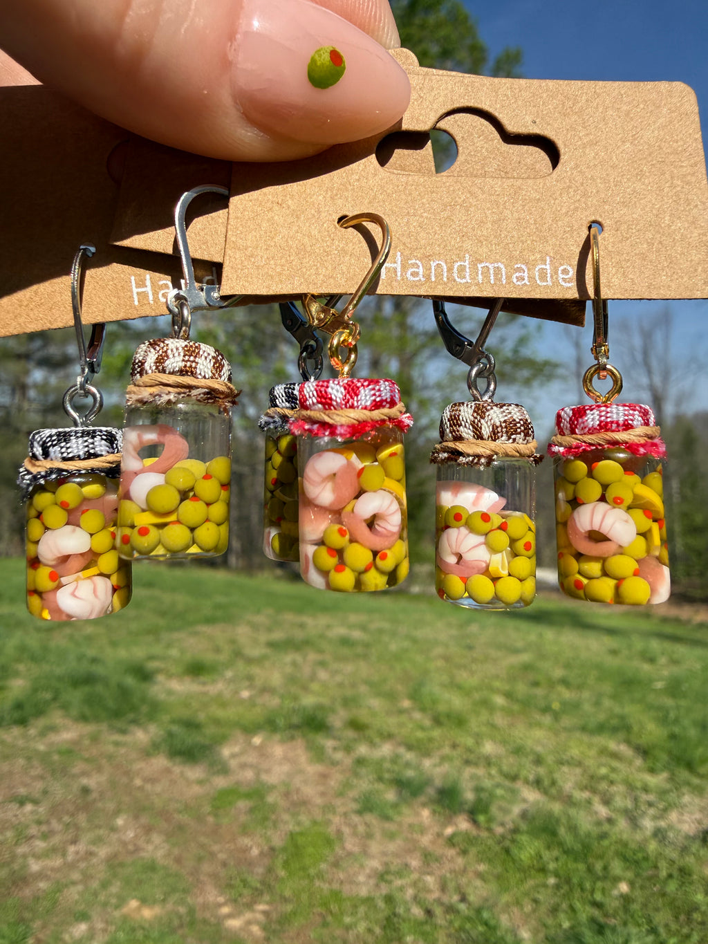 Shrimp & Olive Delight Jar Earrings