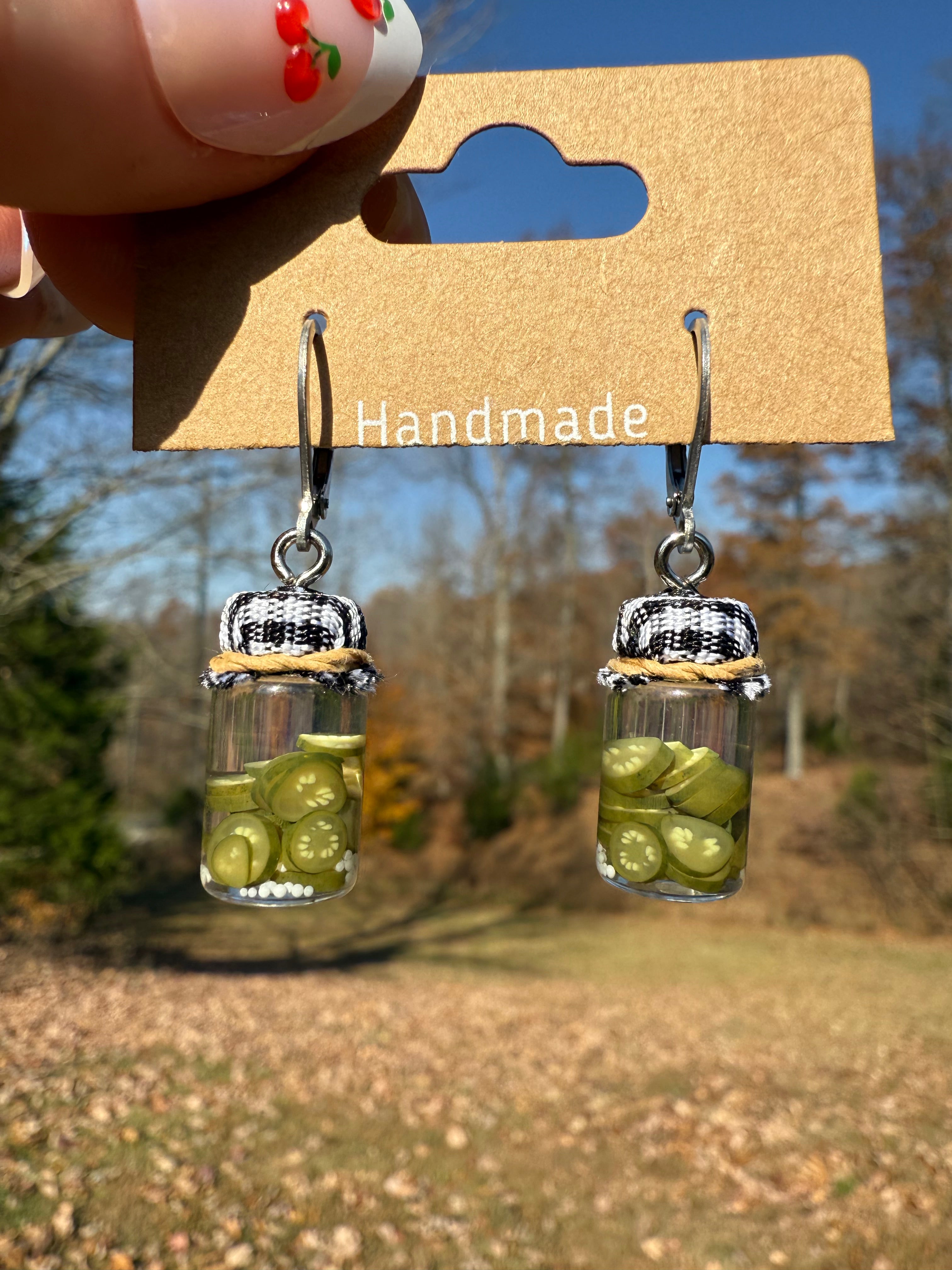 Pickled Jalapeño Pepper Slices Jar Earrings