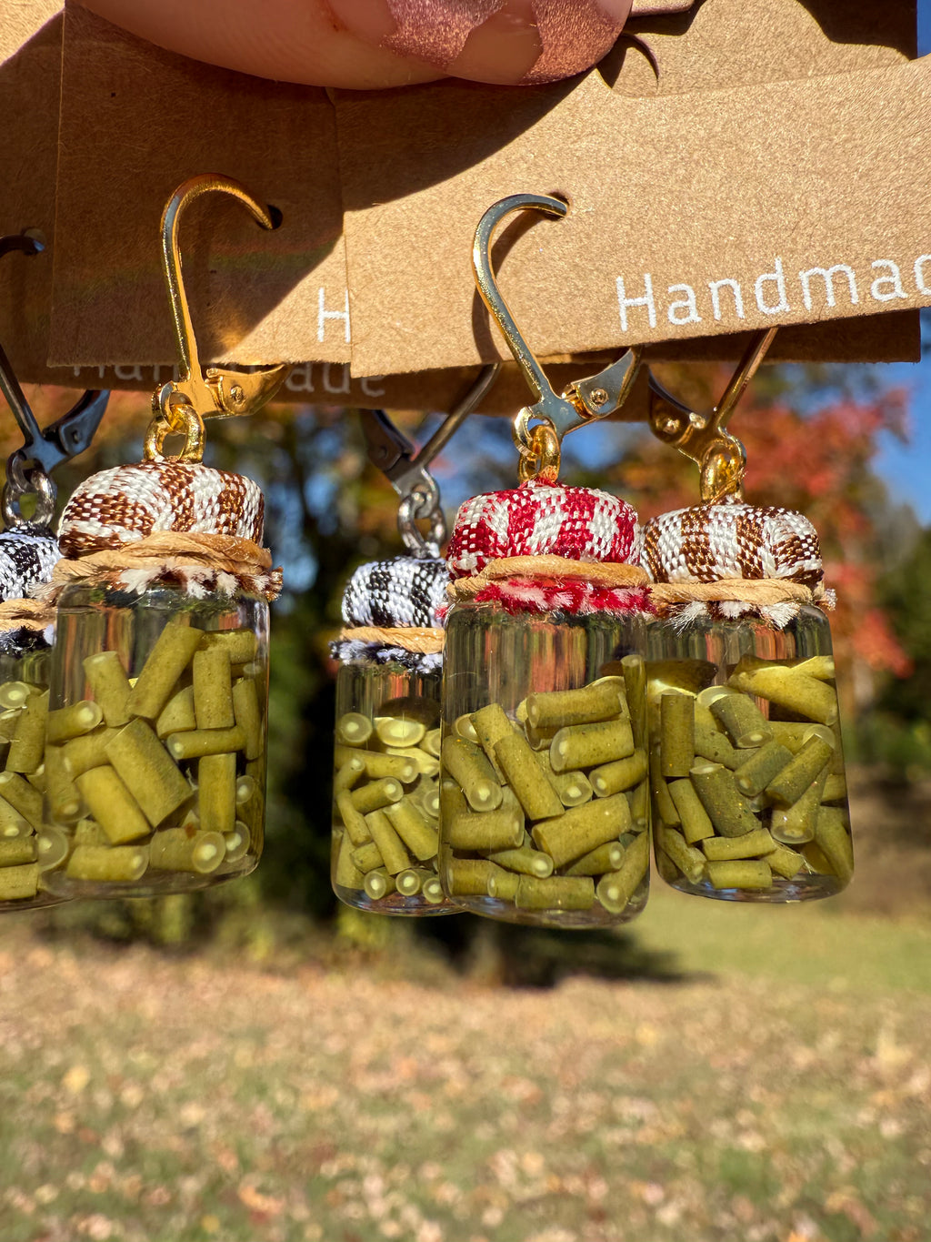 Green Beans Jar Earrings