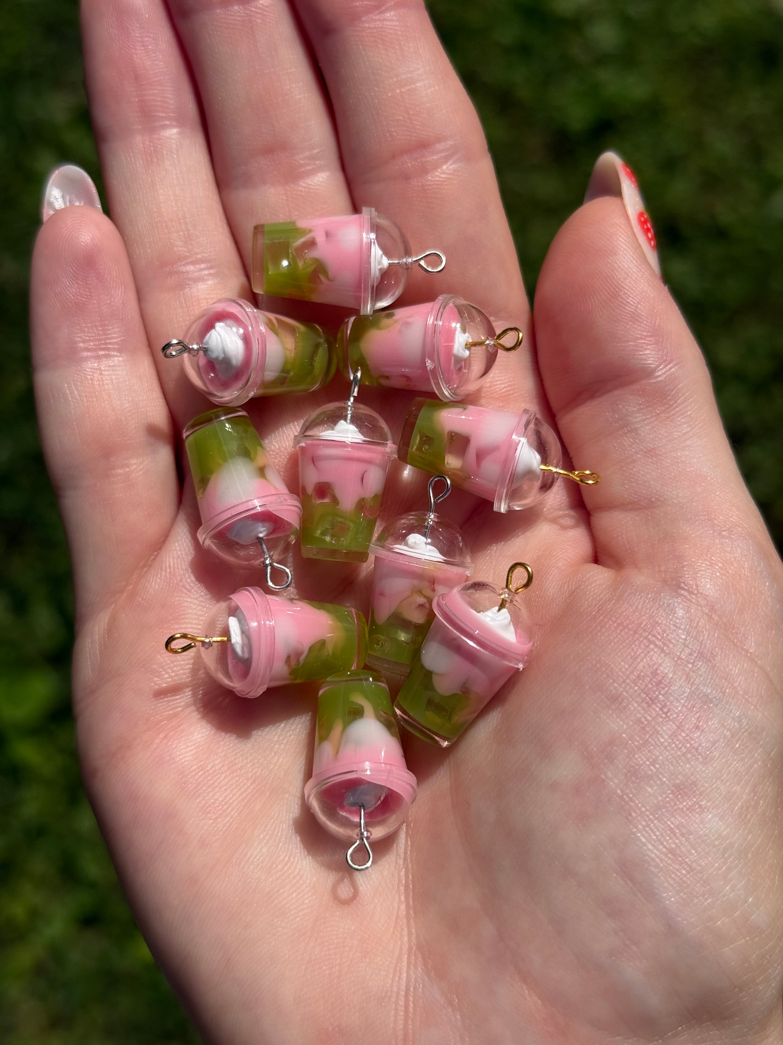 Strawberry Sky Iced Matcha Latte Earrings
