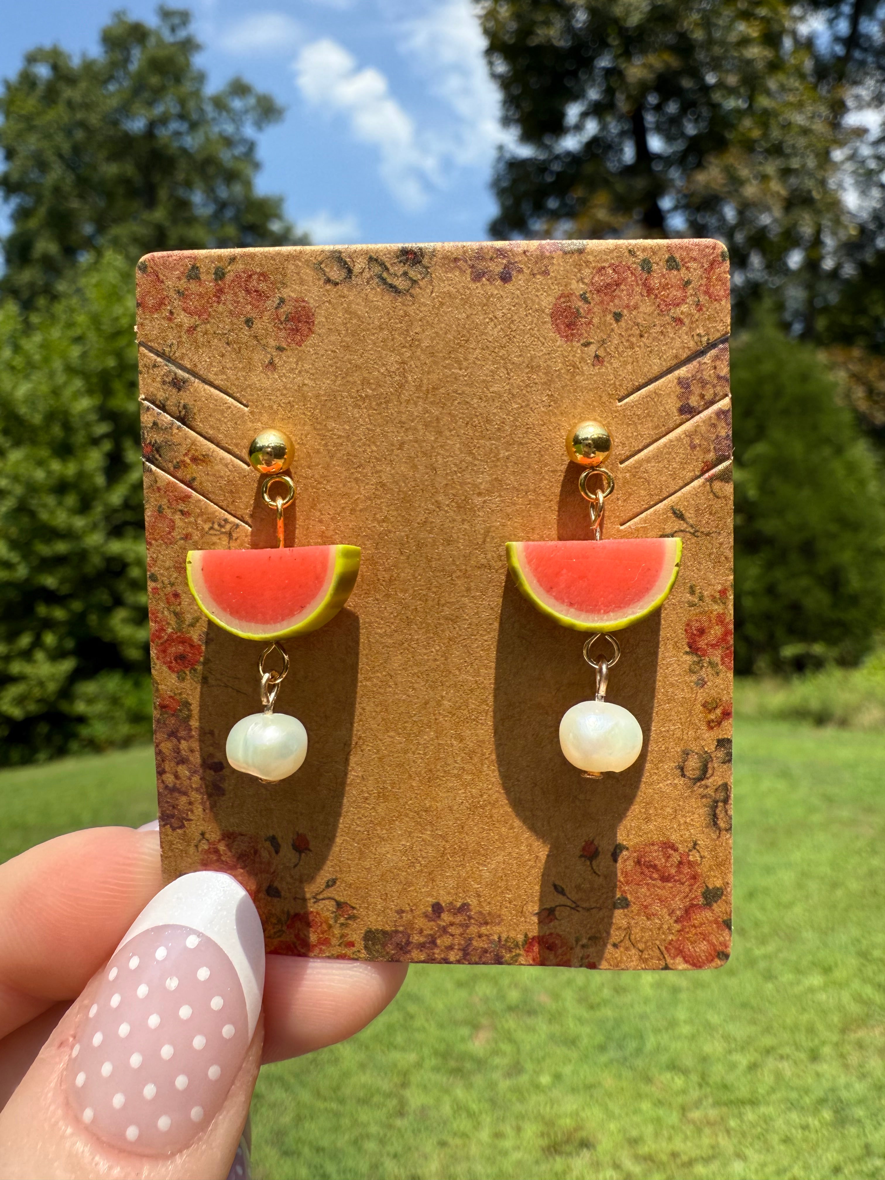 Watermelon Slice Stud Earrings