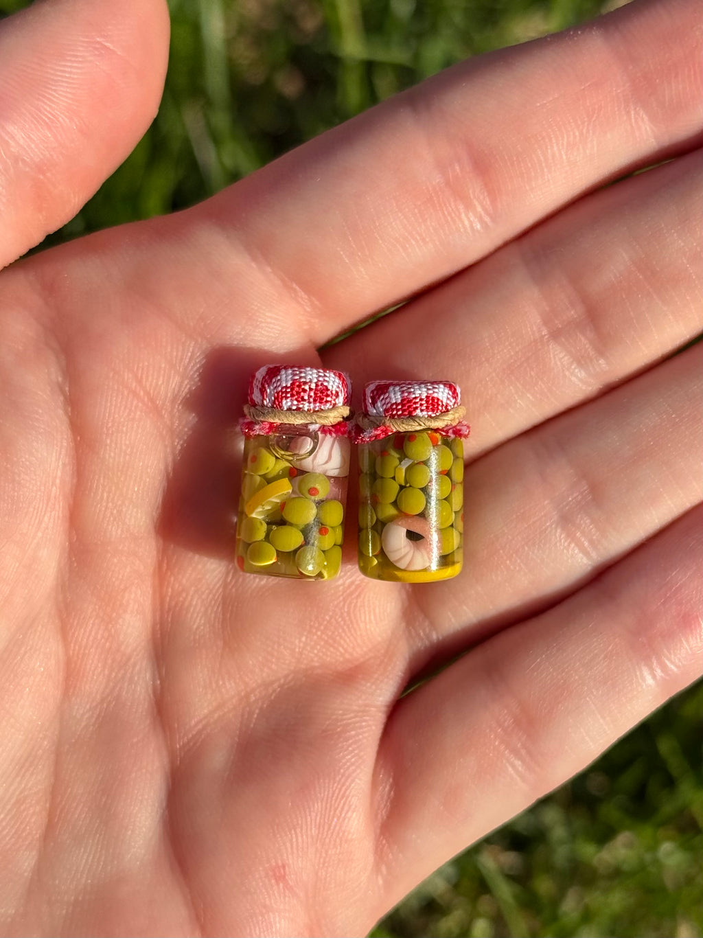 Shrimp & Olive Delight Jar Earrings