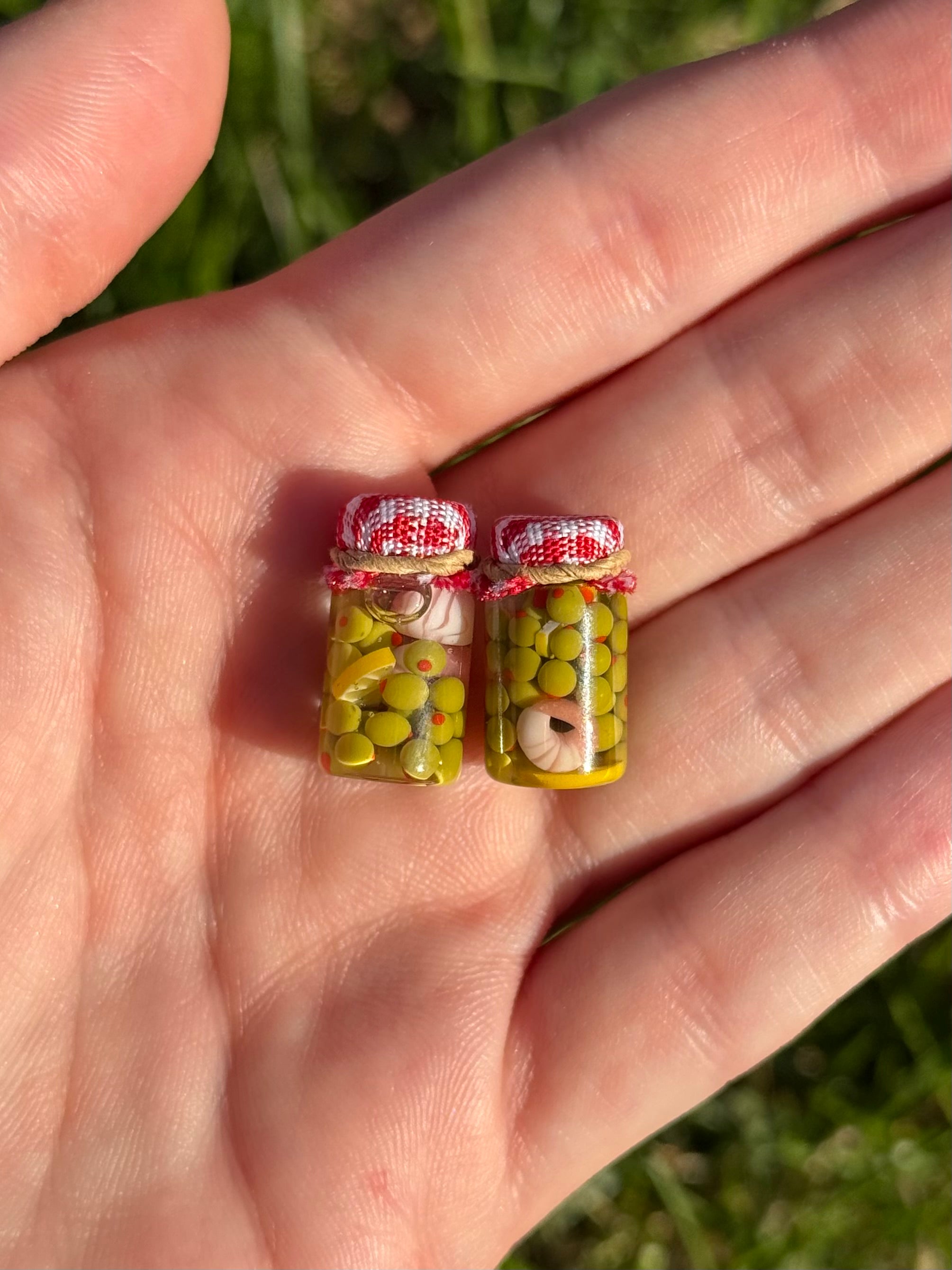 Shrimp & Olive Delight Jar Earrings