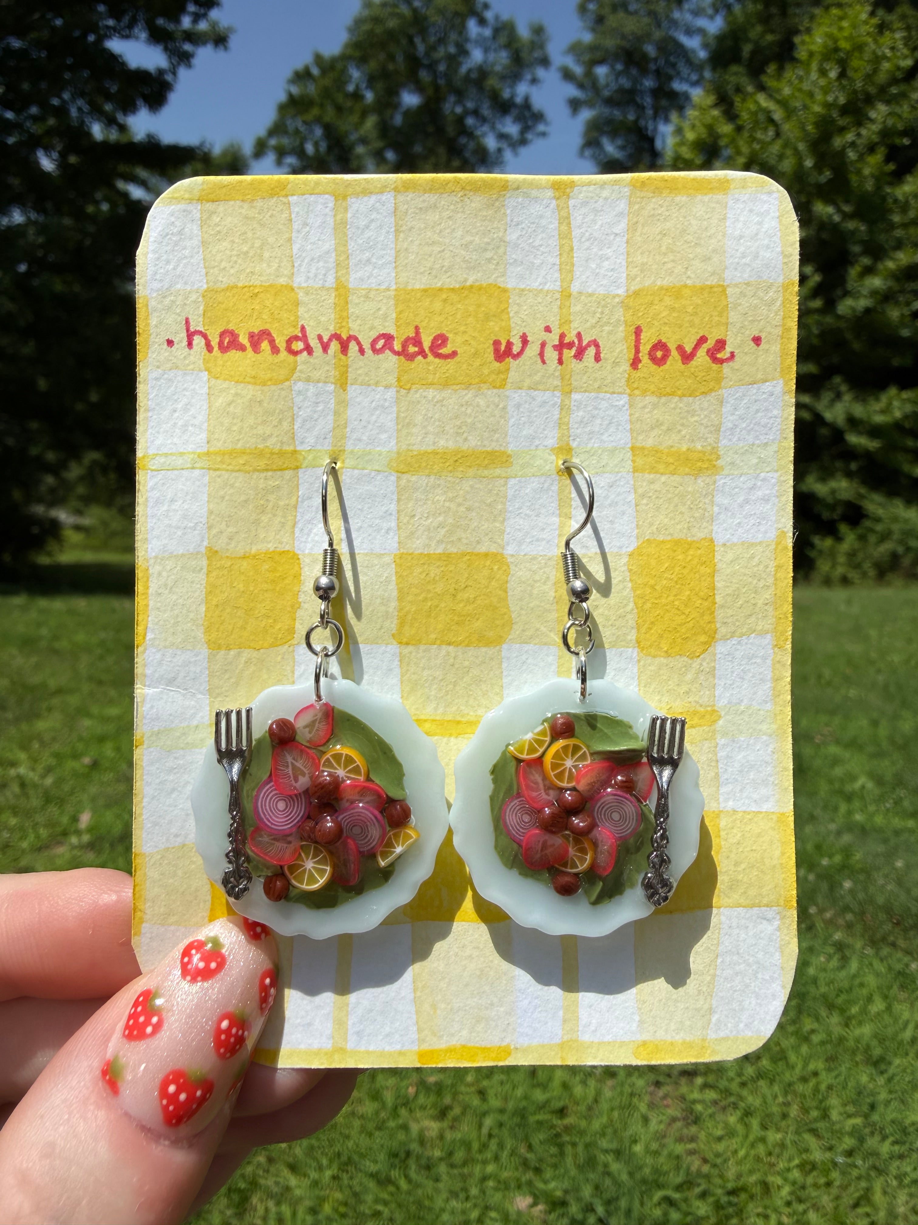 Strawberry Salad Plate Earrings