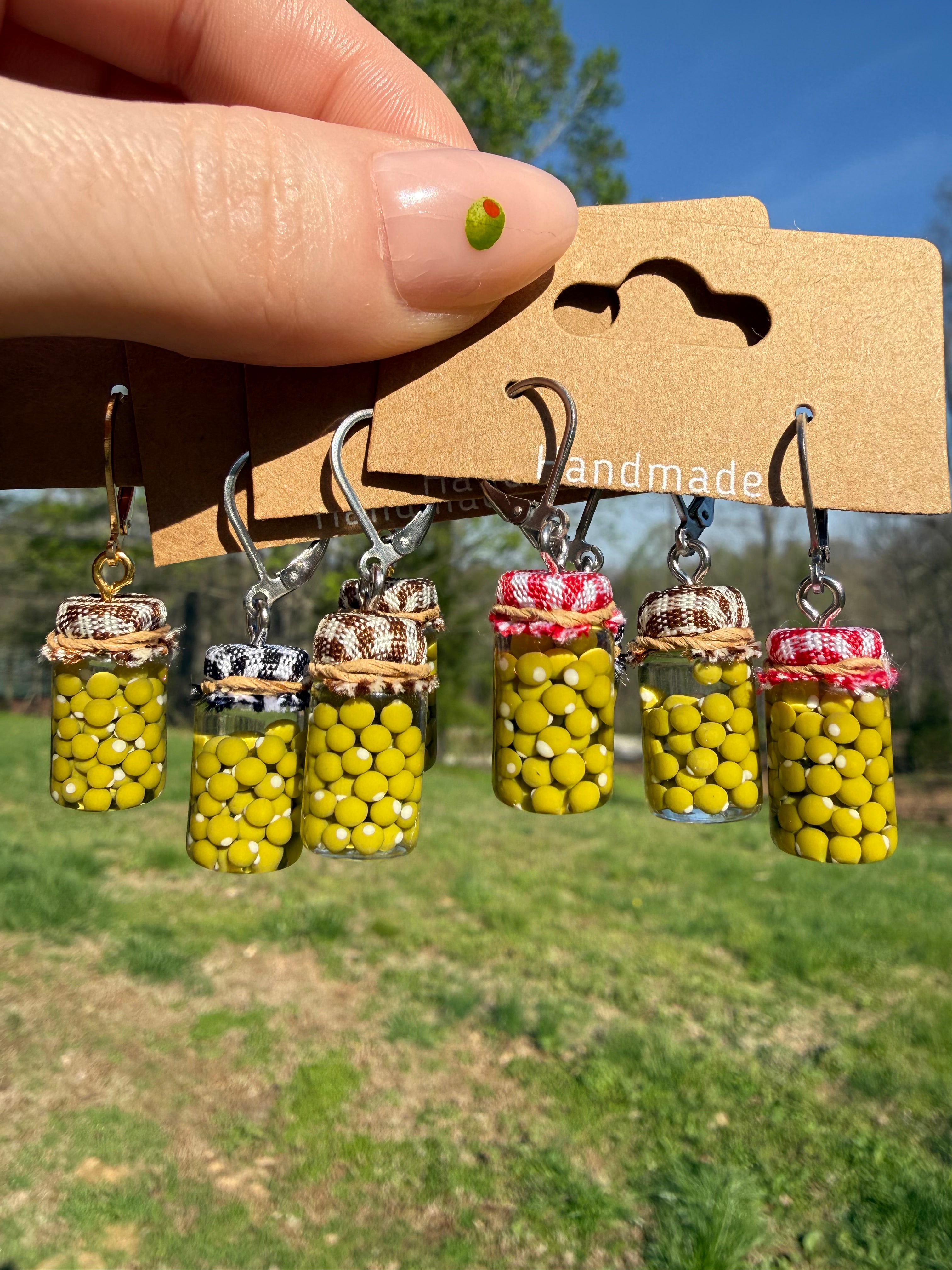 Stuffed Olives Jar Earrings