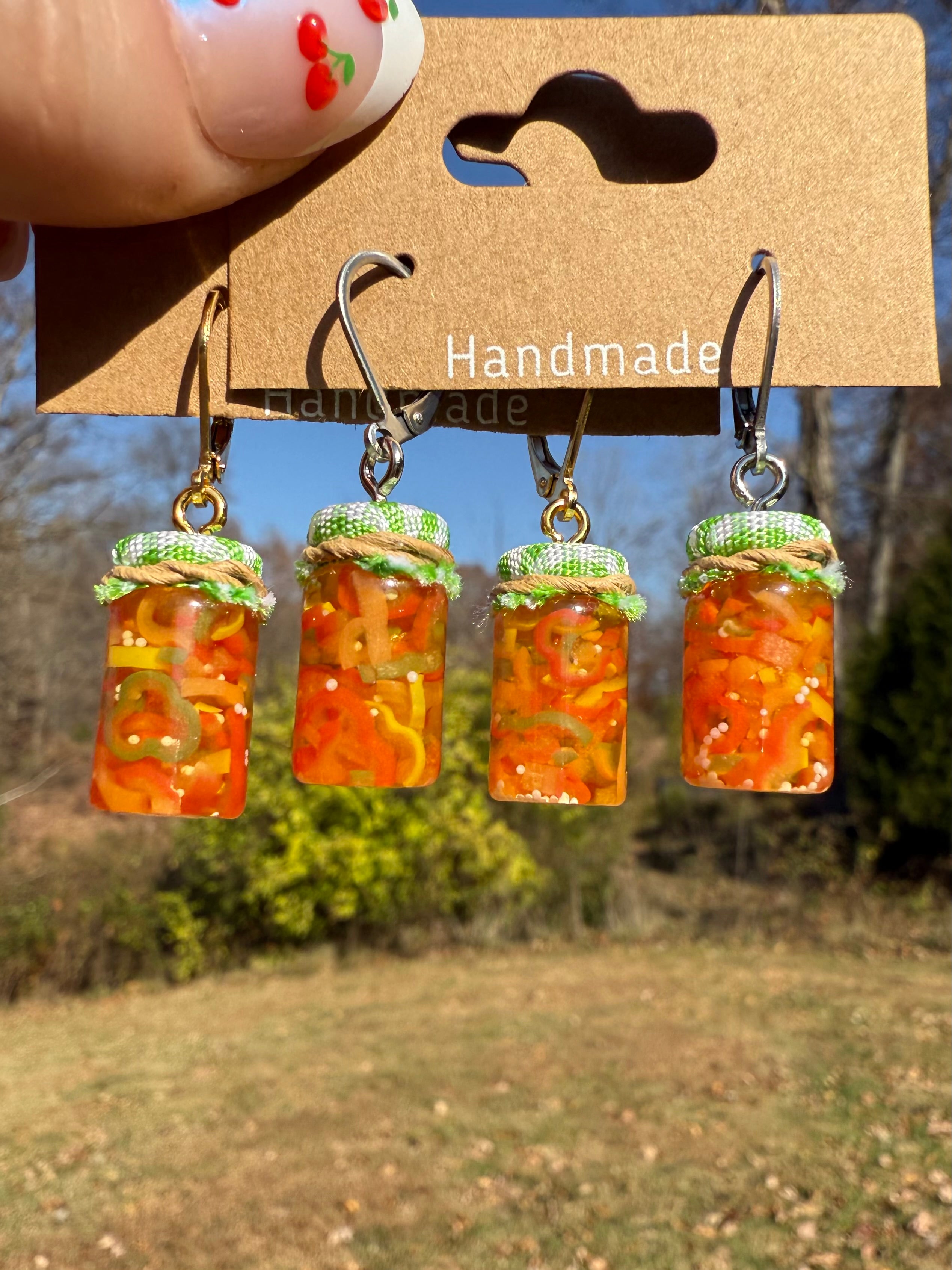 Bell Pepper Relish Jar Earrings
