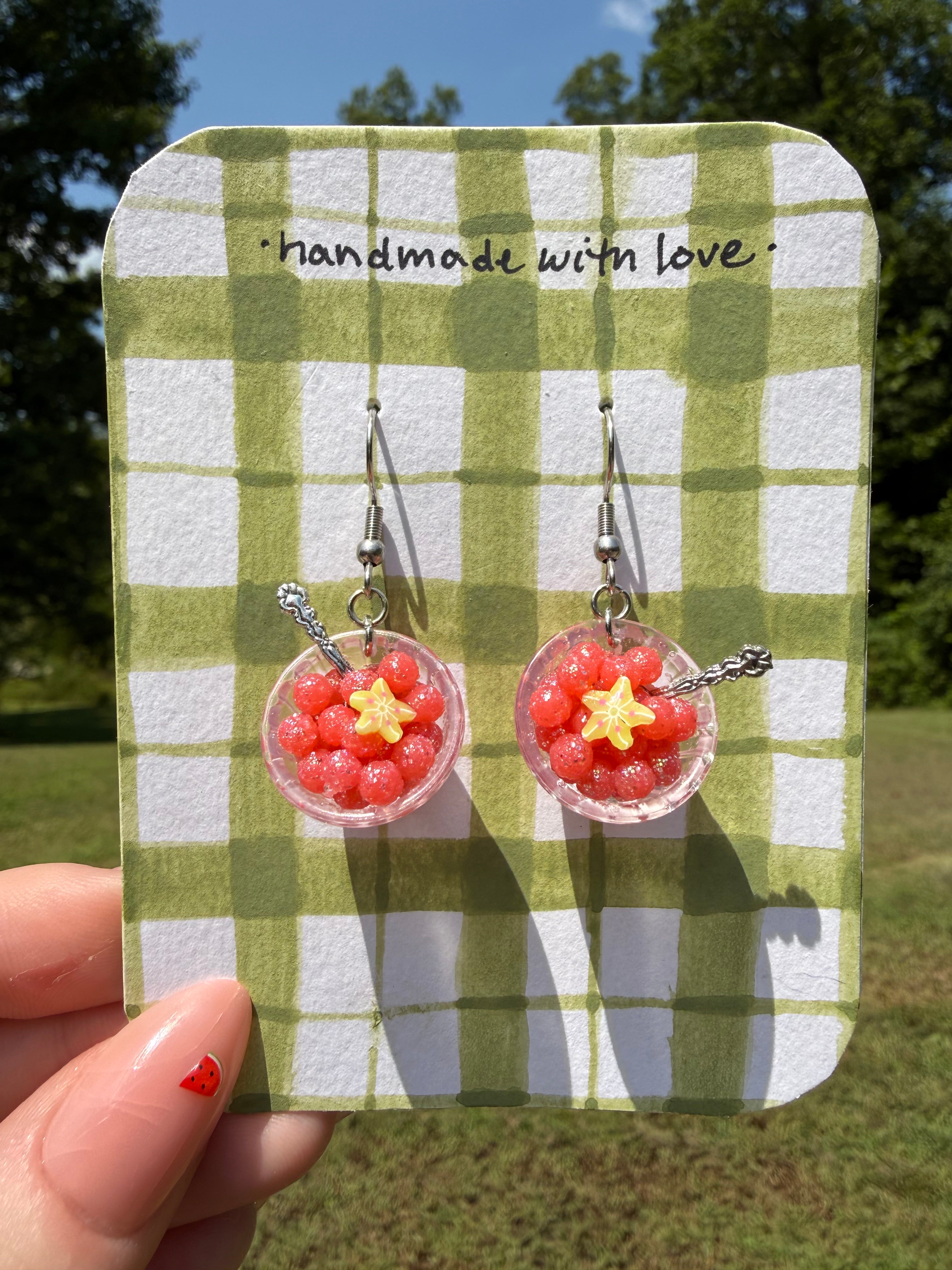 Sugared Watermelon Balls Bowl Earrings