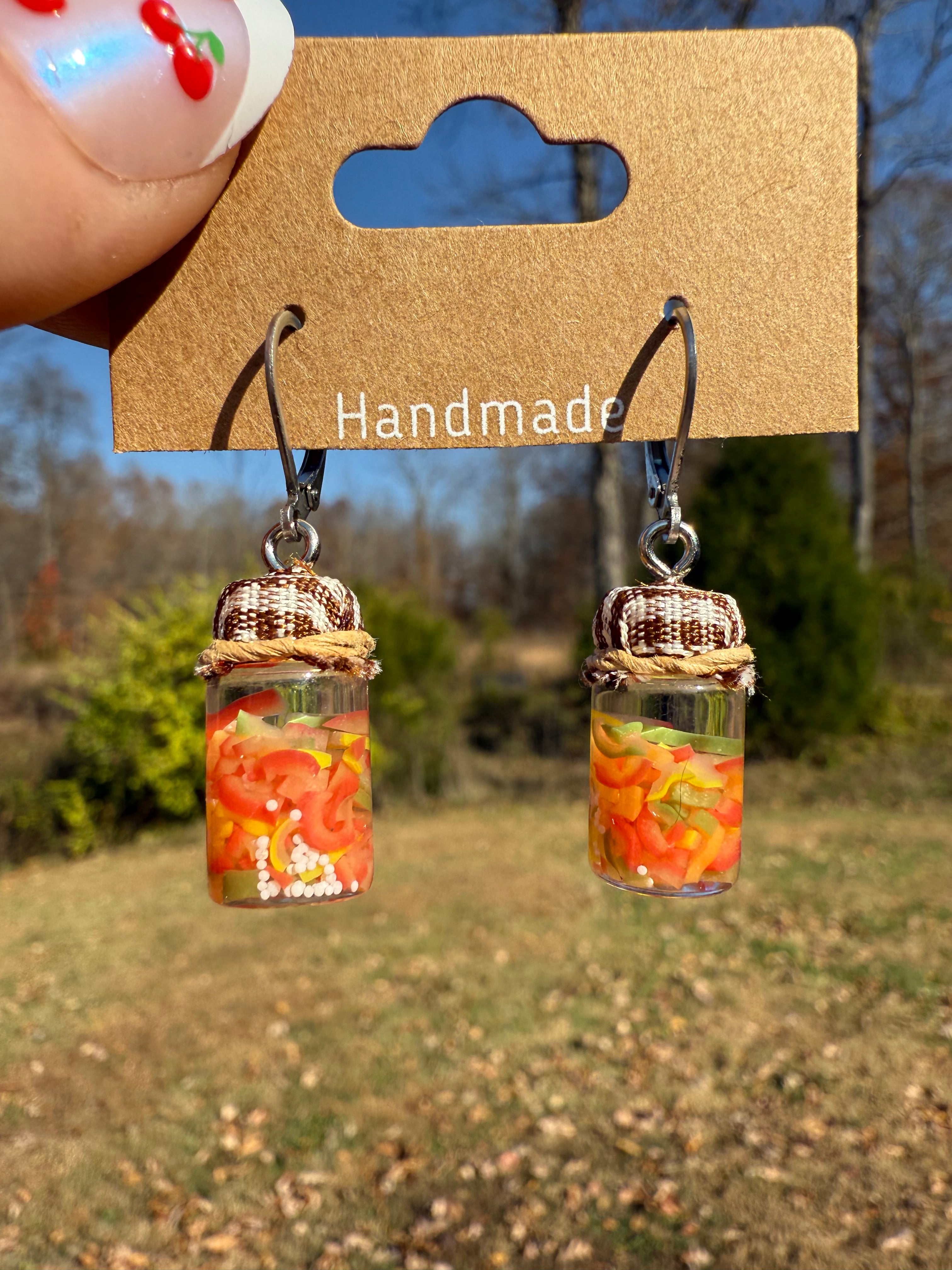 Bell Pepper Relish Jar Earrings