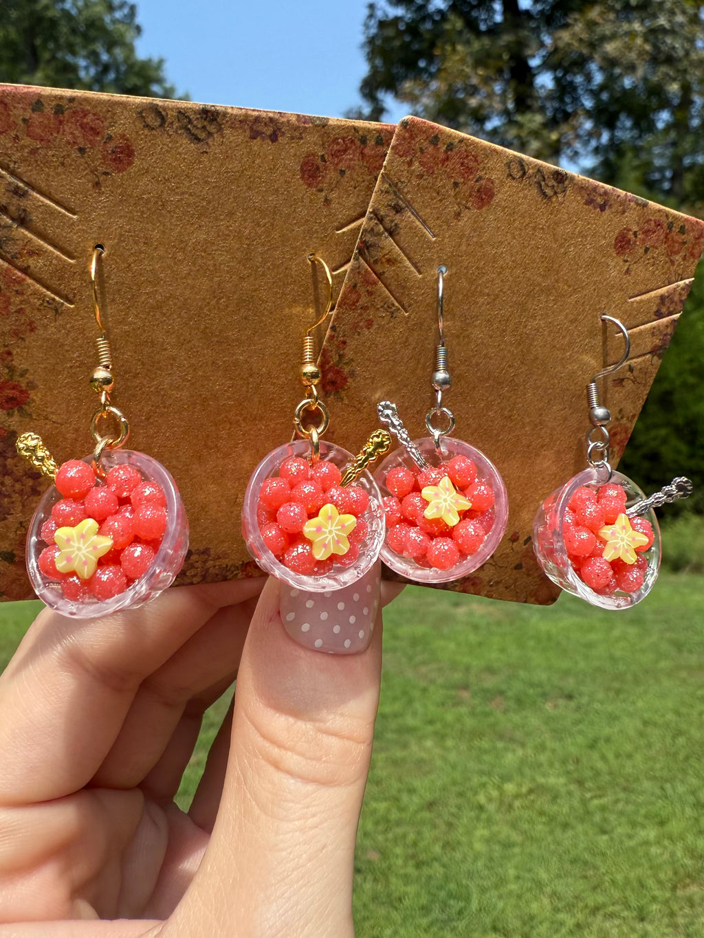 Sugared Watermelon Balls Bowl Earrings