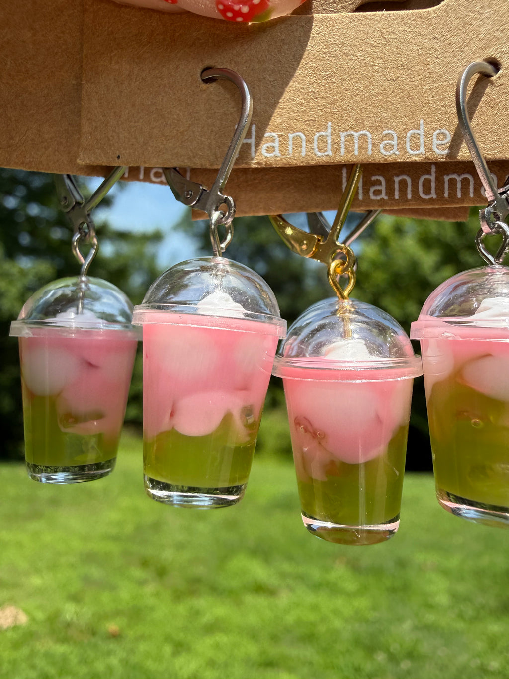 Strawberry Sky Iced Matcha Latte Earrings