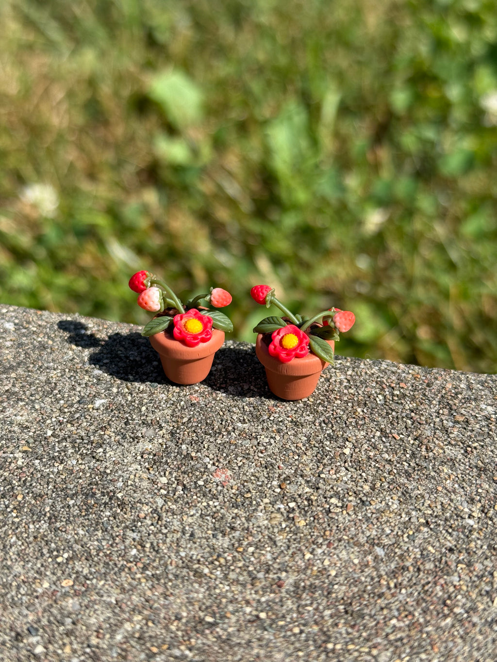 Potted Strawberry Plant Earrings