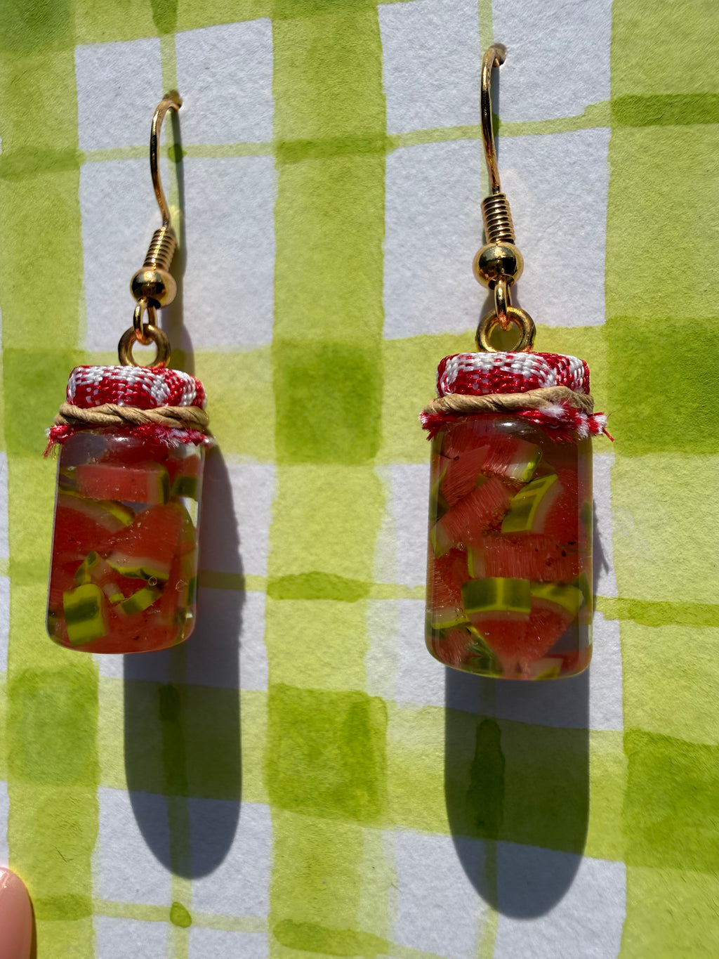 Pickled Watermelon Jar Earrings
