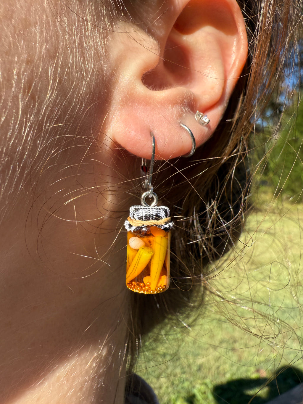 Pickled Okra Jar Earrings