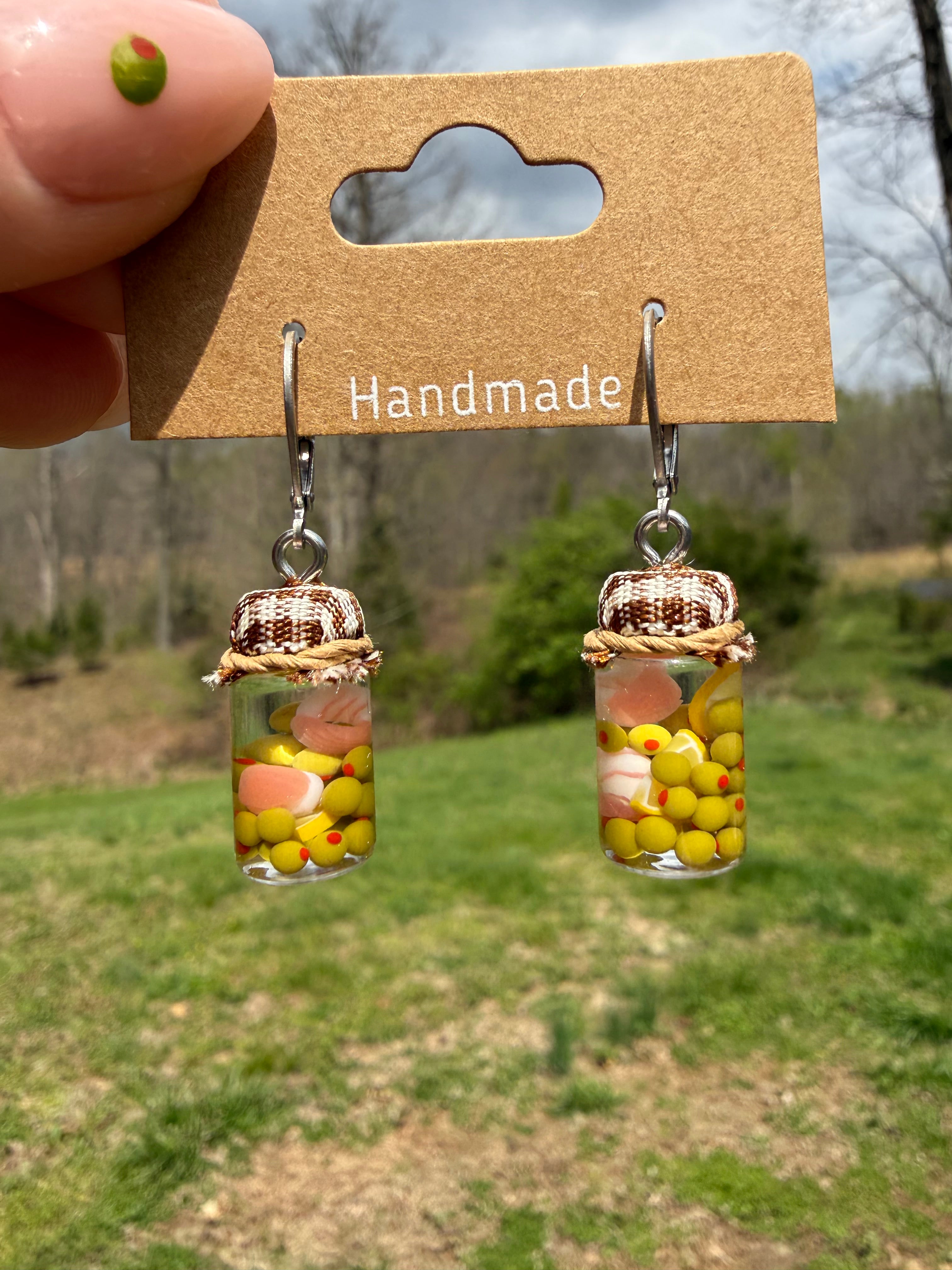 Shrimp & Olive Delight Jar Earrings