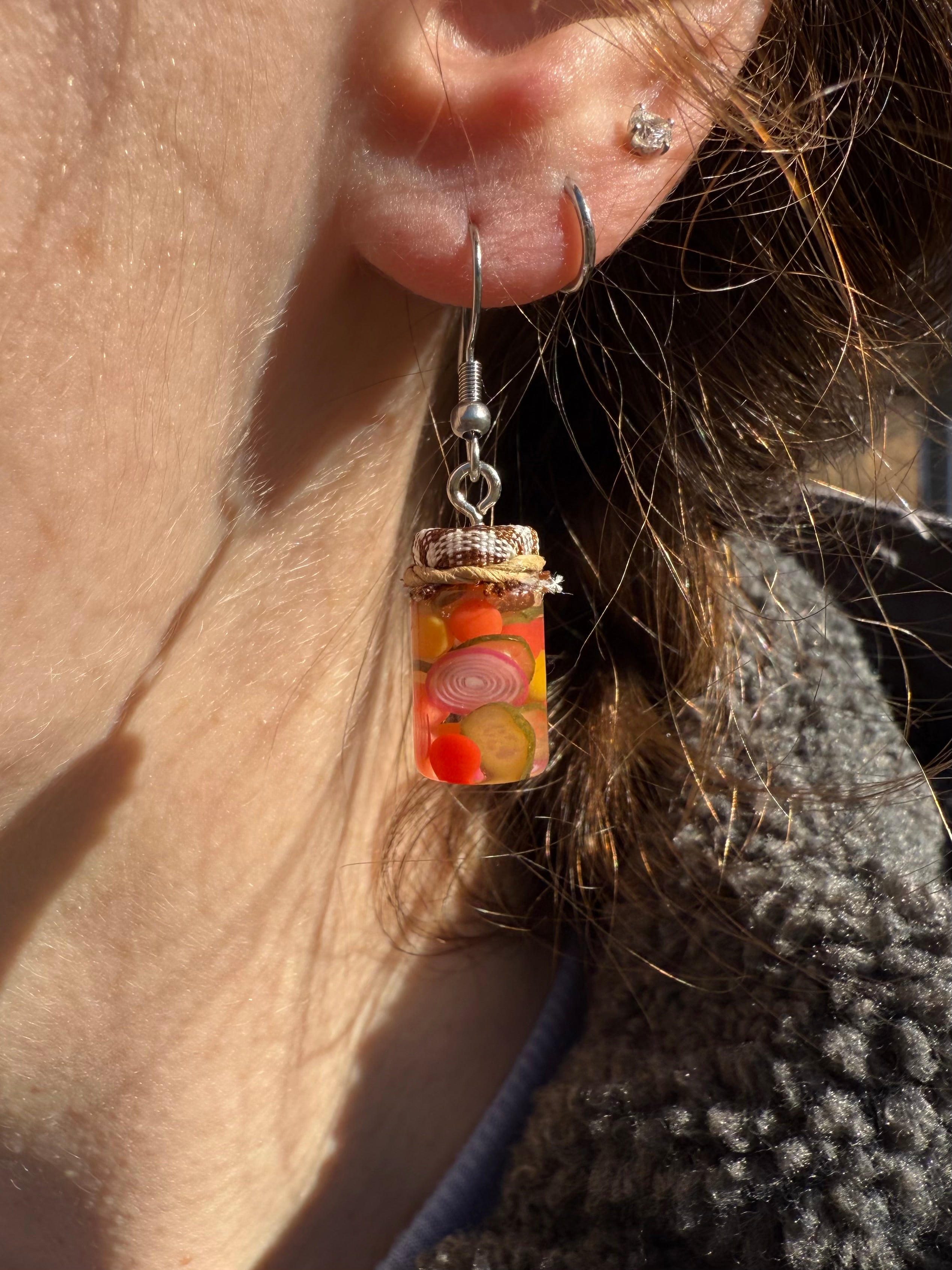 Pickled Summer Salad Jar Earrings