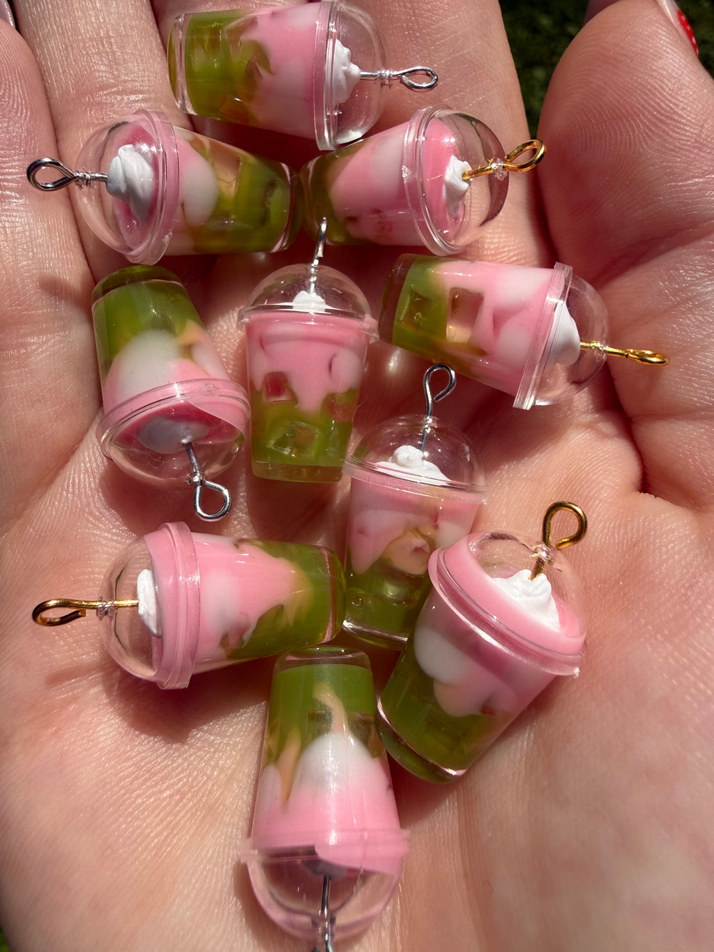 Strawberry Sky Iced Matcha Latte Earrings