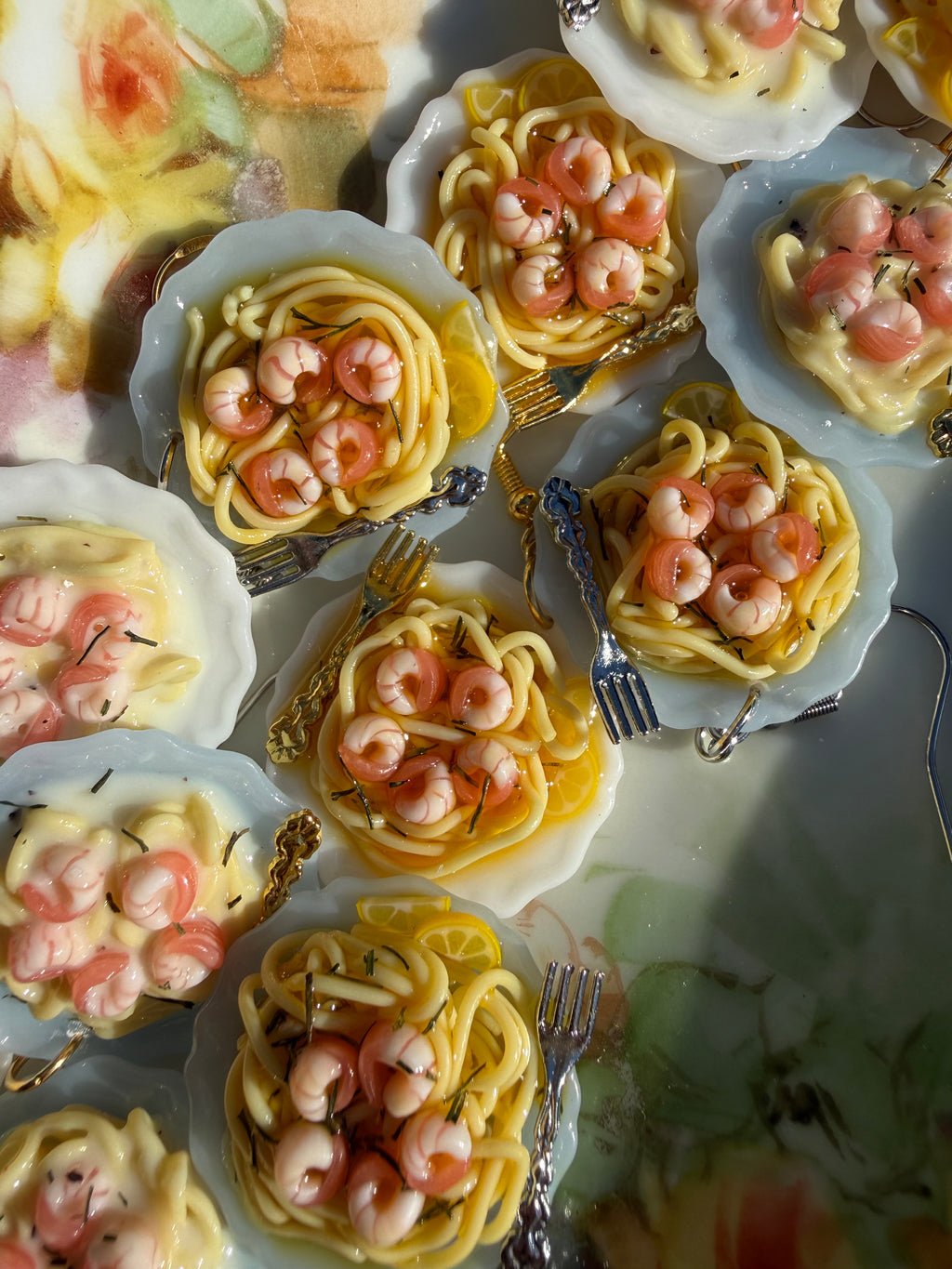 Shrimp Pasta Plate Earrings