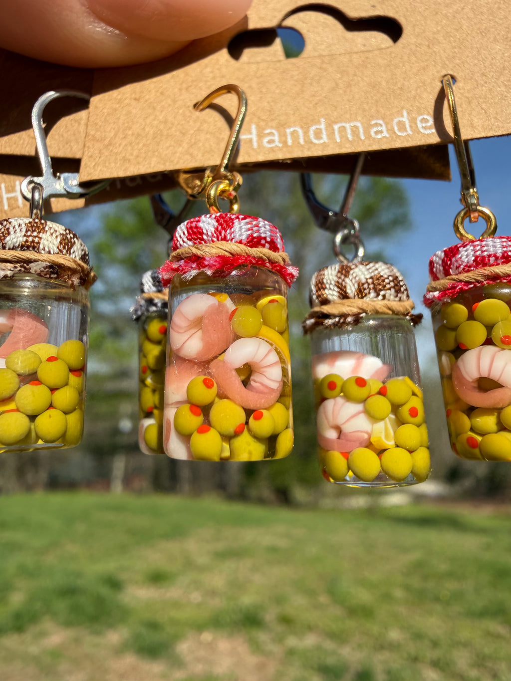 Shrimp & Olive Delight Jar Earrings