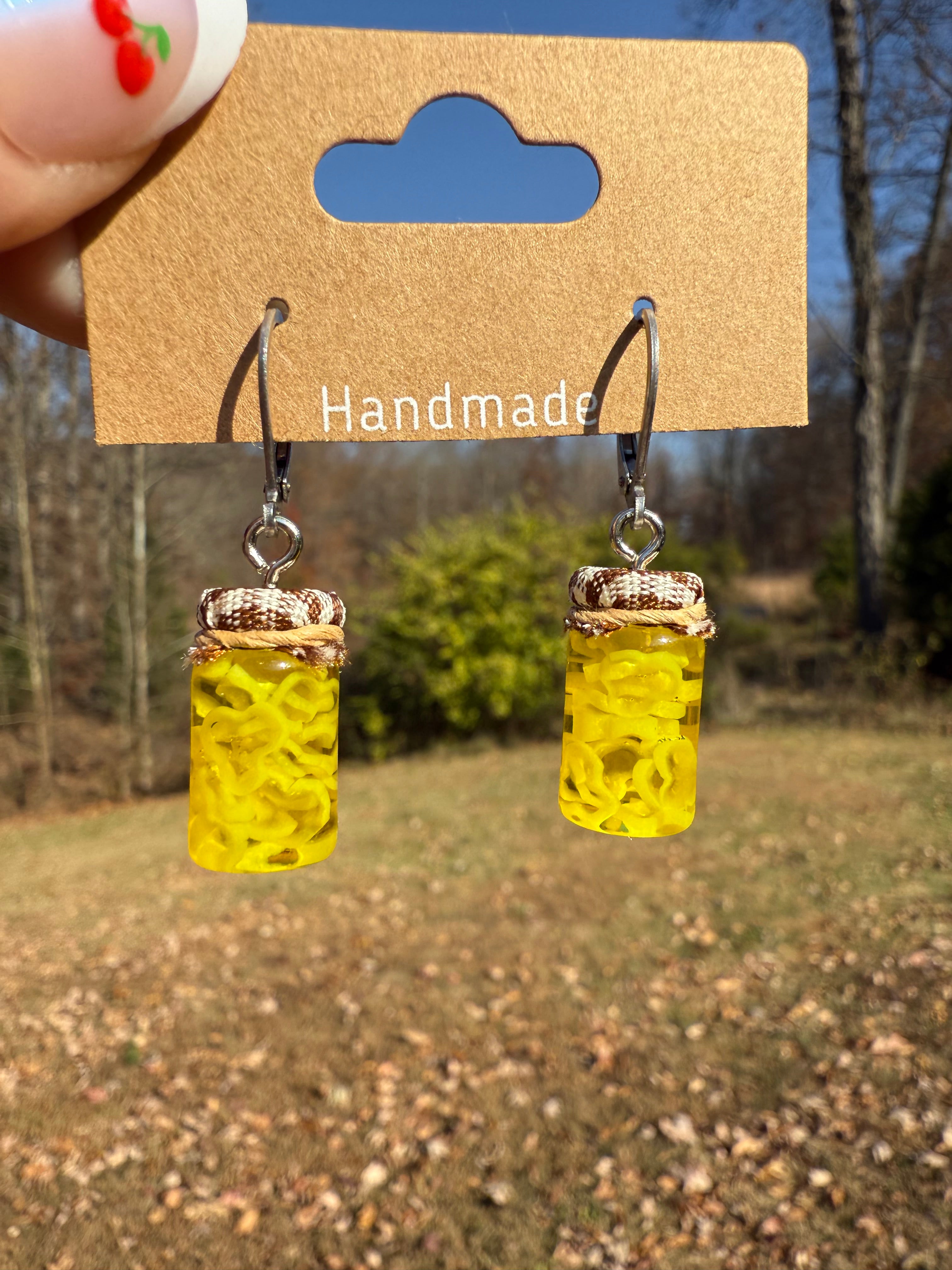 Banana Pepper Slices Jar Earrings