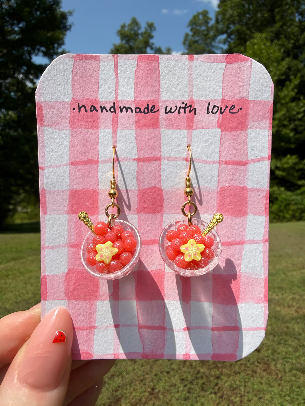 Sugared Watermelon Balls Bowl Earrings