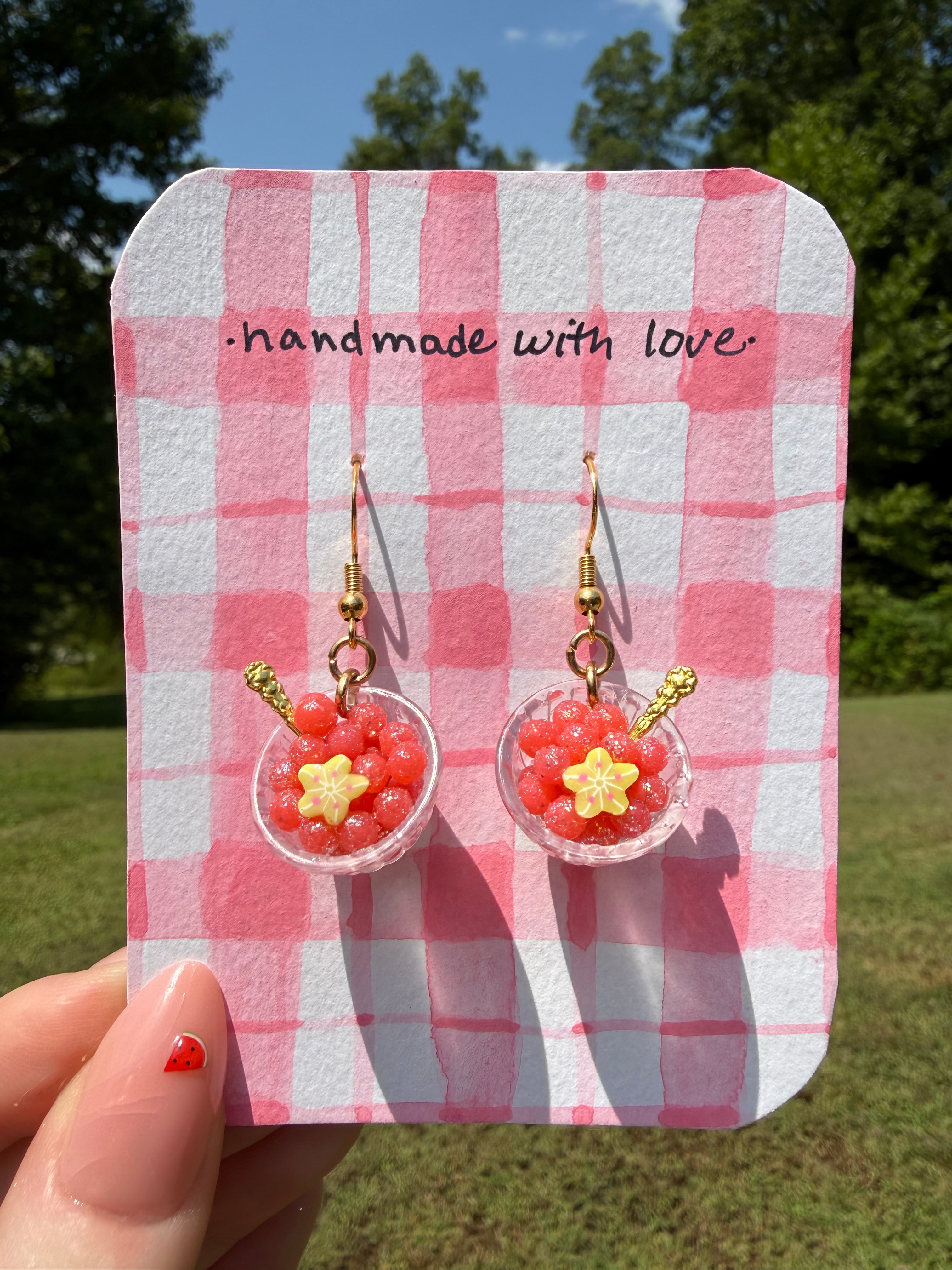 Sugared Watermelon Balls Bowl Earrings