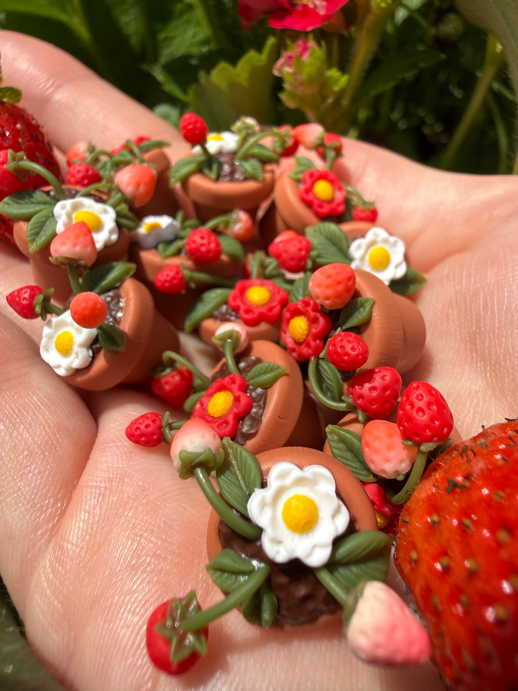 Potted Strawberry Plant Earrings