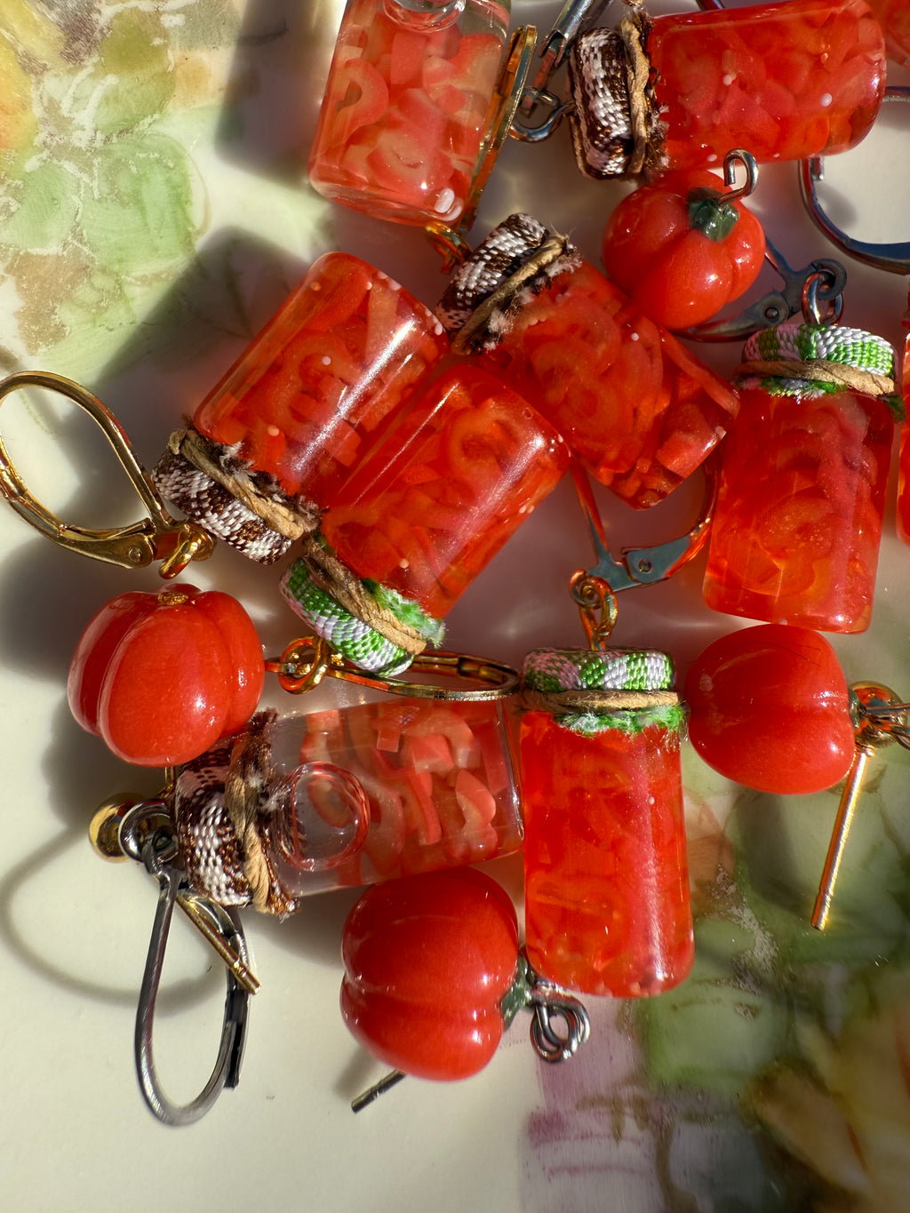 Red Bell Pepper Strips Jar Earrings